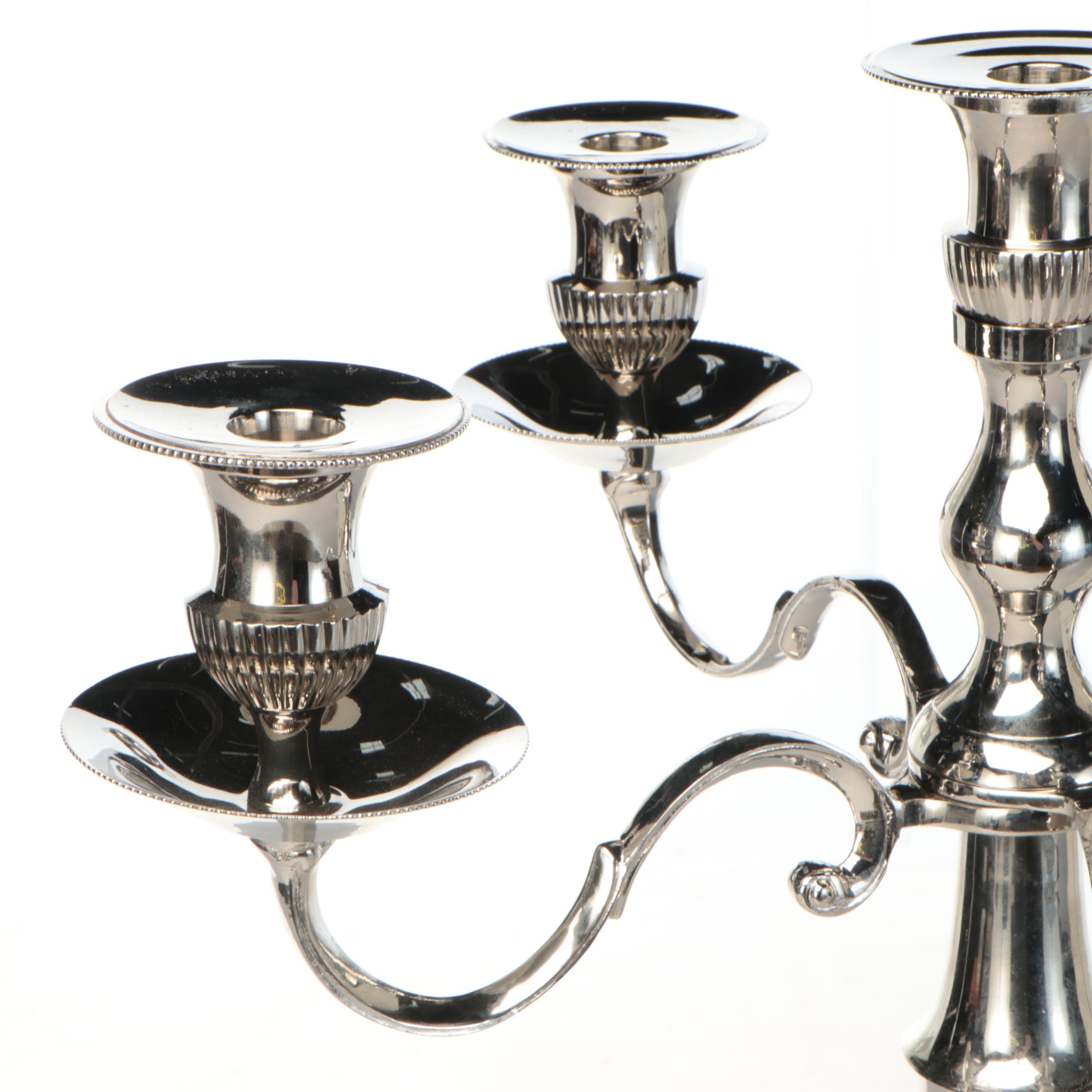 Pair of Classical Nick Plated Candelabras