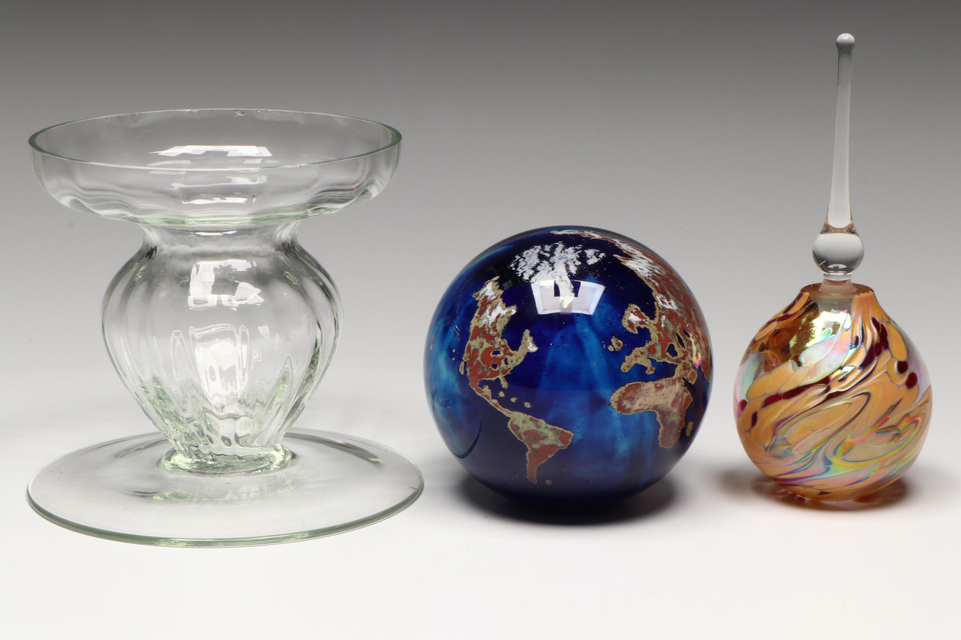 Lundberg Studios Globe, Art Glass Perfume Bottle, Dunbar Glass Carafe and More