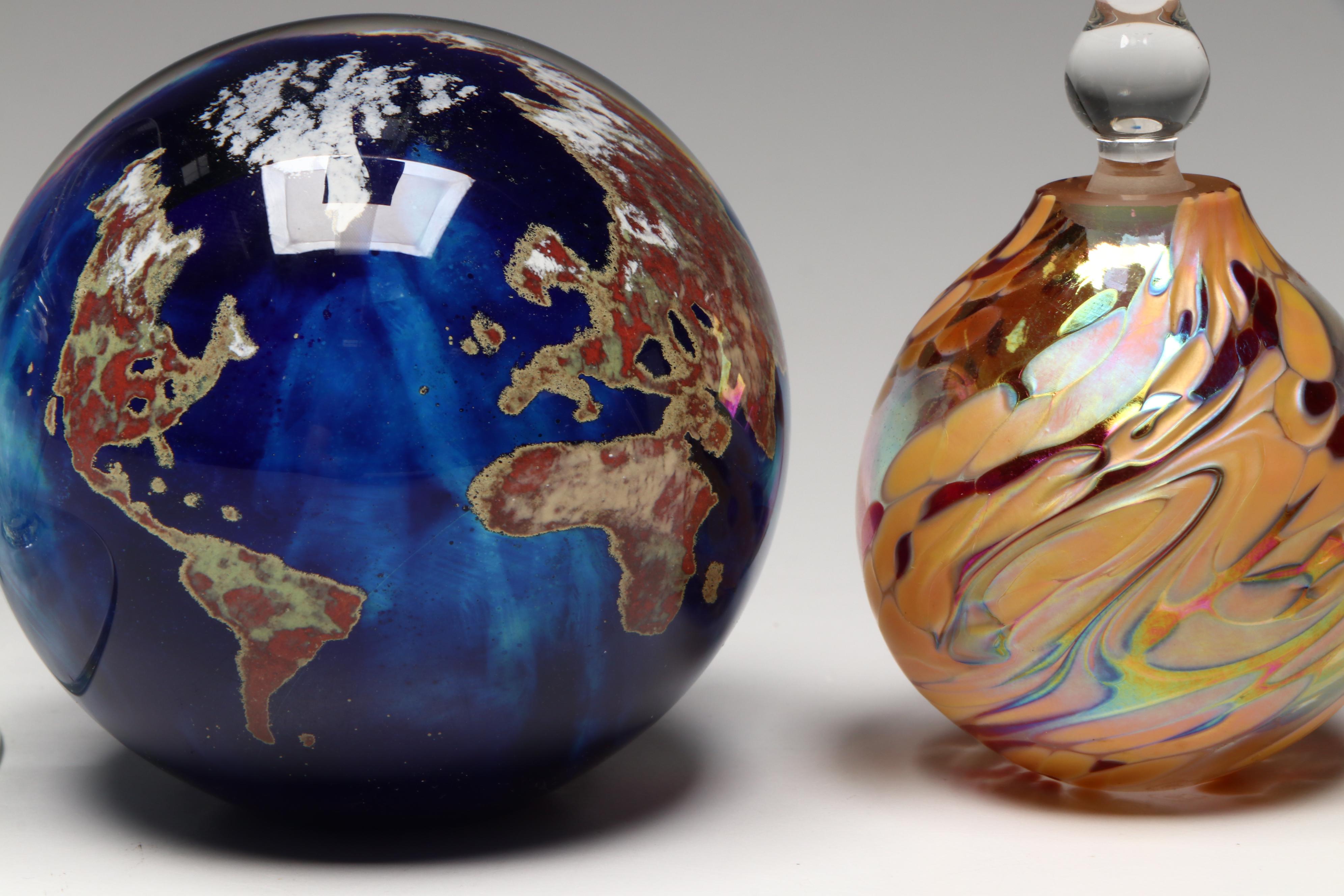 Lundberg Studios Globe, Art Glass Perfume Bottle, Dunbar Glass Carafe and More