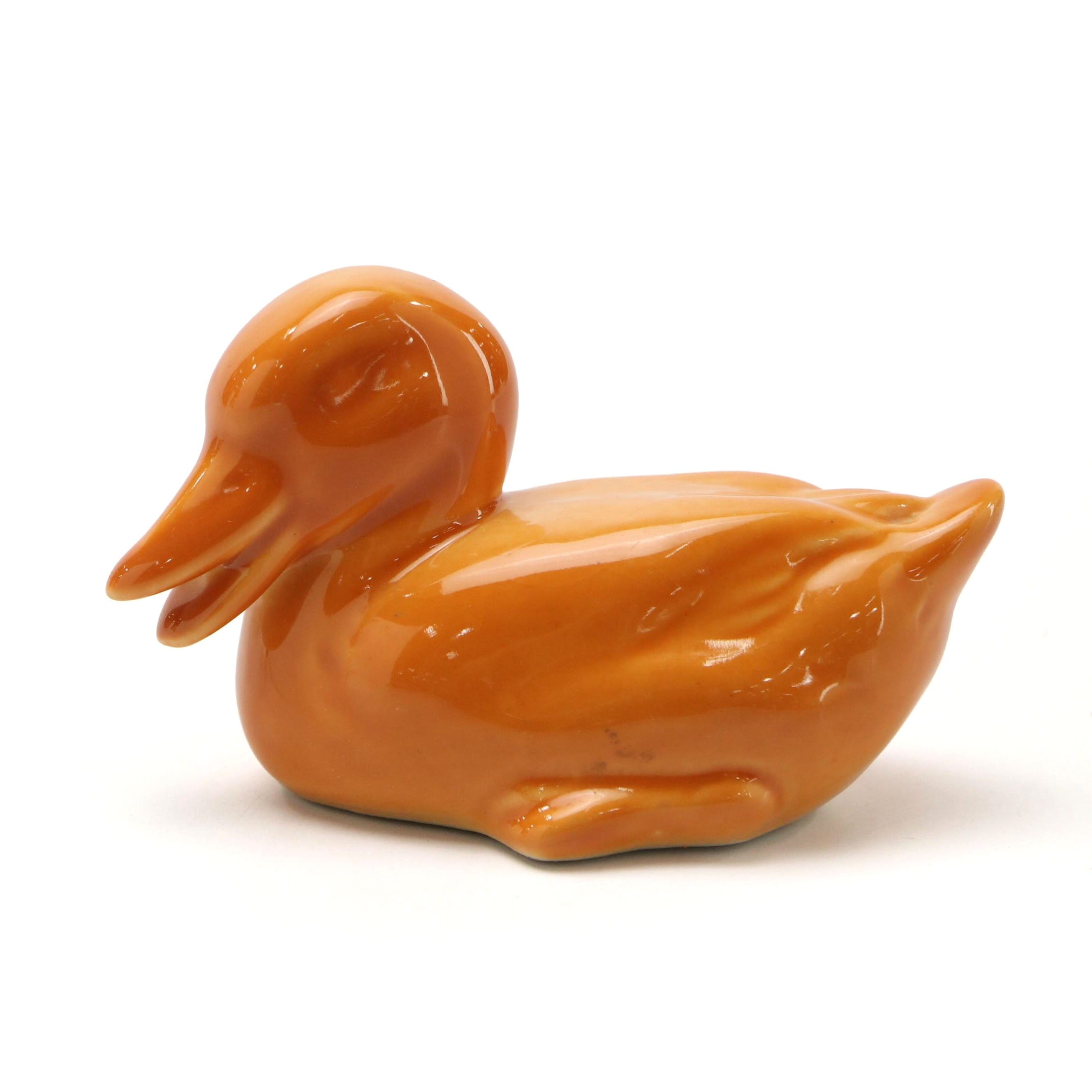 Rookwood Pottery Orange Ceramic Duck Figurine, 1964