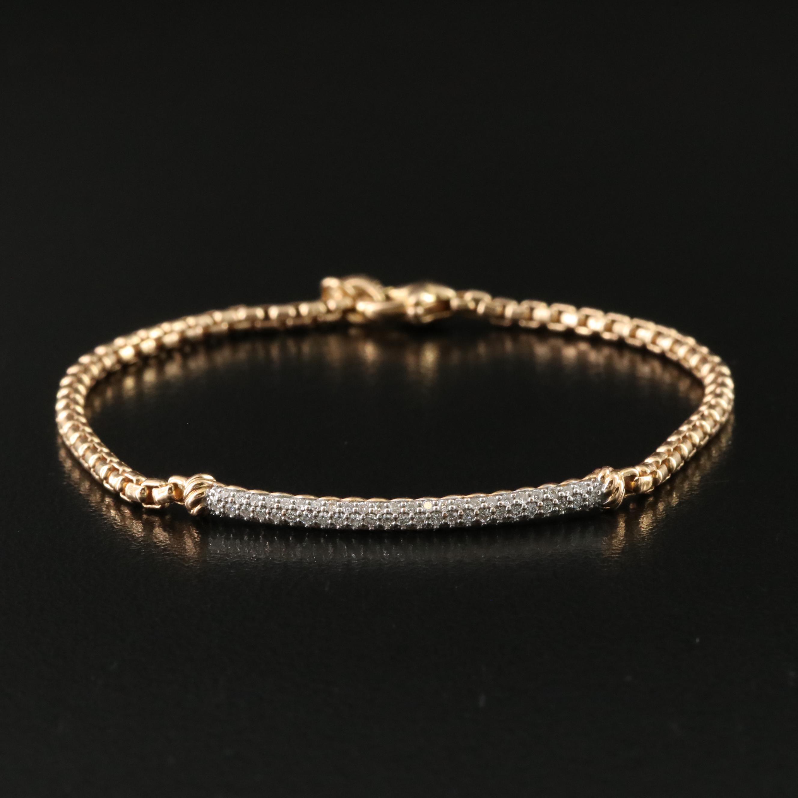 David Yurman Metro Petite Pavé 18K 0.33 CTW Diamond Bar Bracelet