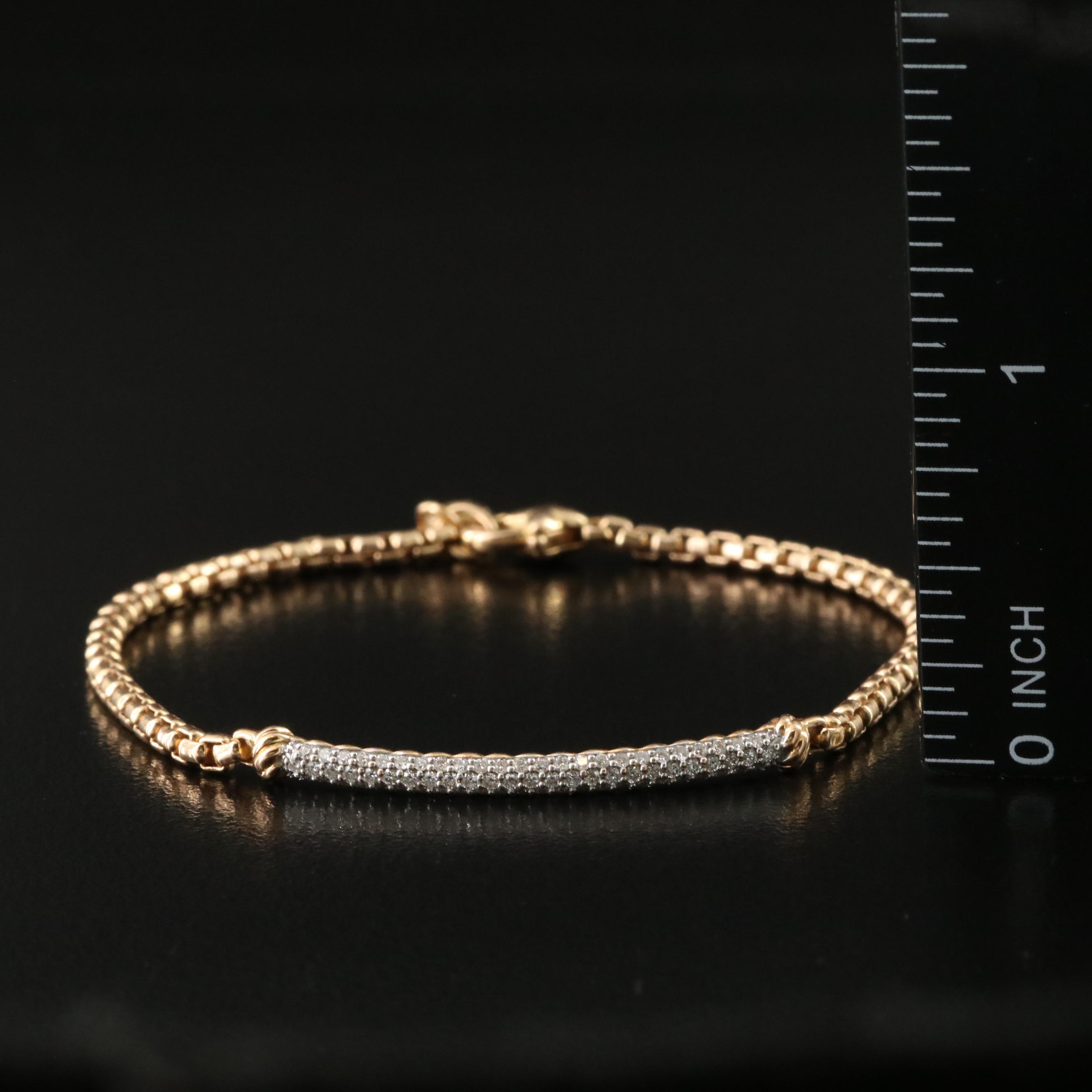 David Yurman Metro Petite Pavé 18K 0.33 CTW Diamond Bar Bracelet