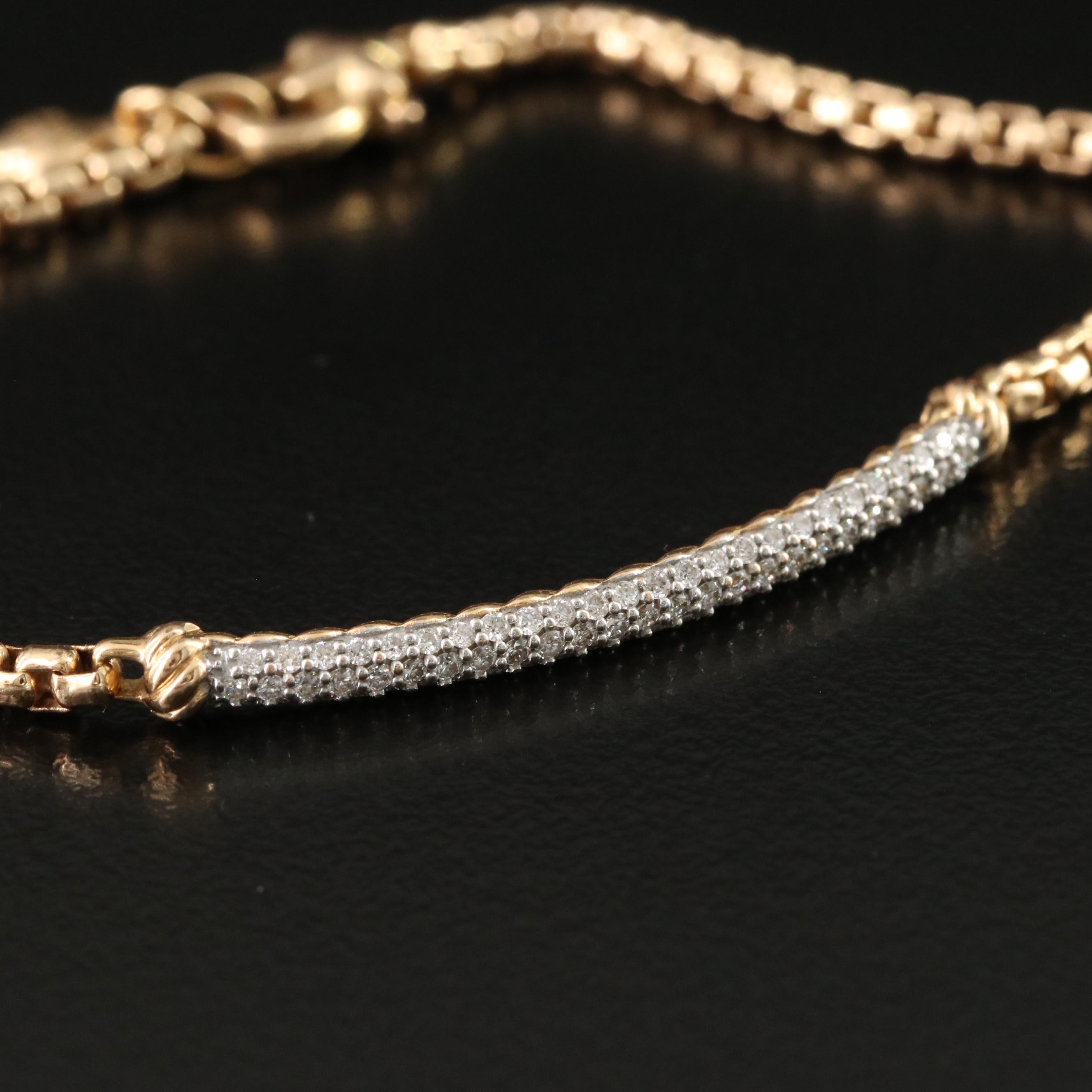 David Yurman Metro Petite Pavé 18K 0.33 CTW Diamond Bar Bracelet