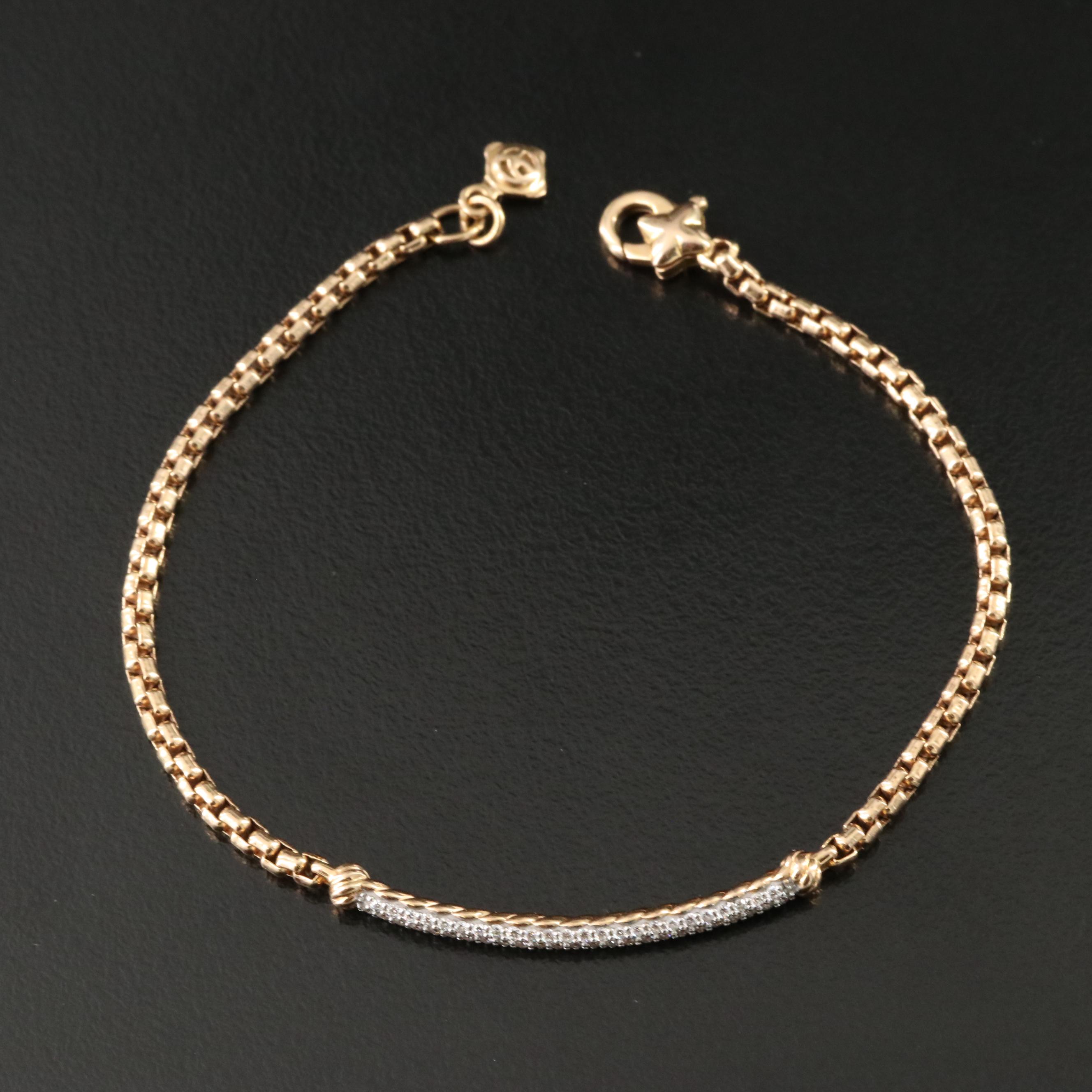 David Yurman Metro Petite Pavé 18K 0.33 CTW Diamond Bar Bracelet