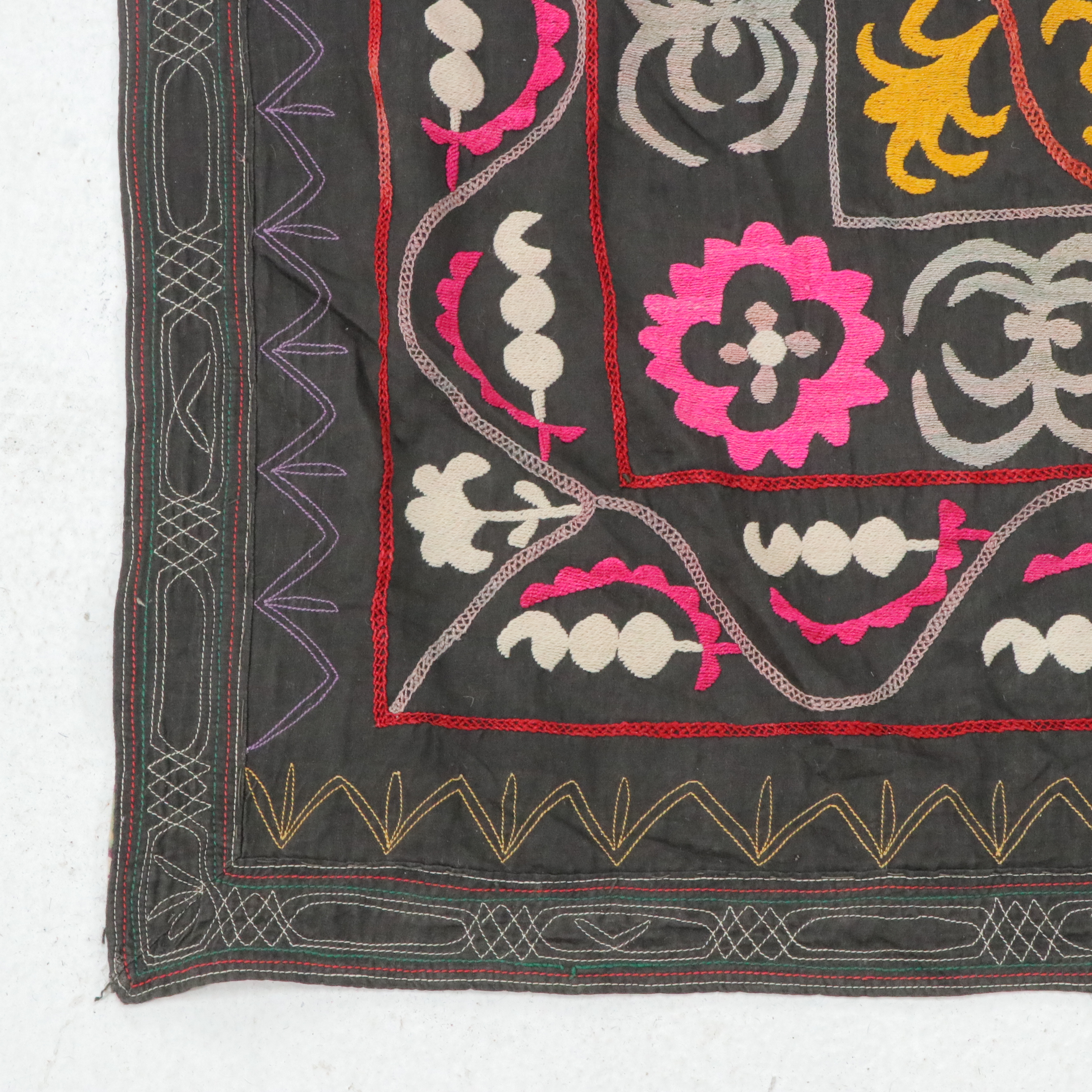 Hand-Crafted Central Asian Uzbek Suzani Cloth Panel, with 1960s Dedication