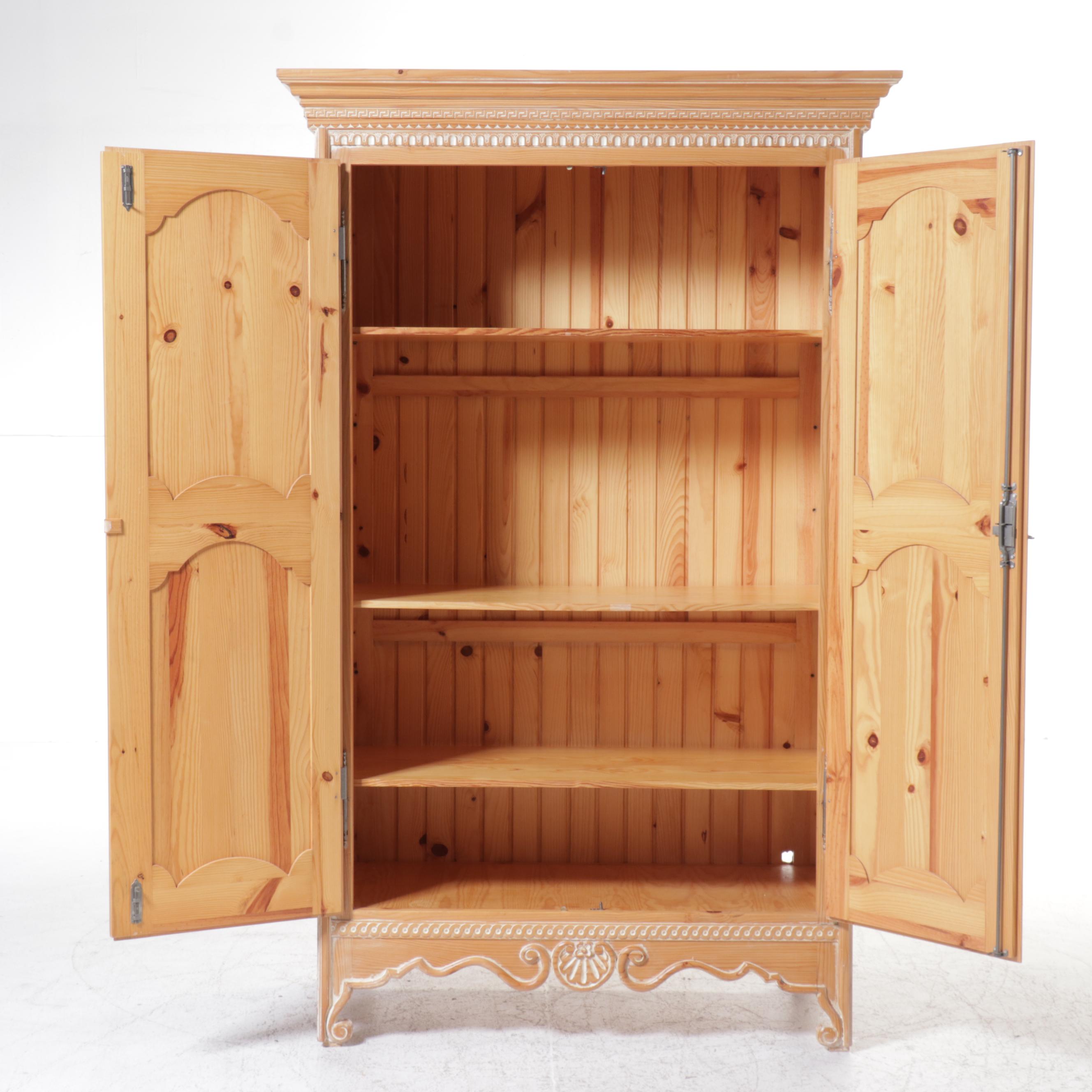 Southwestern Style Carved Pine Armoire