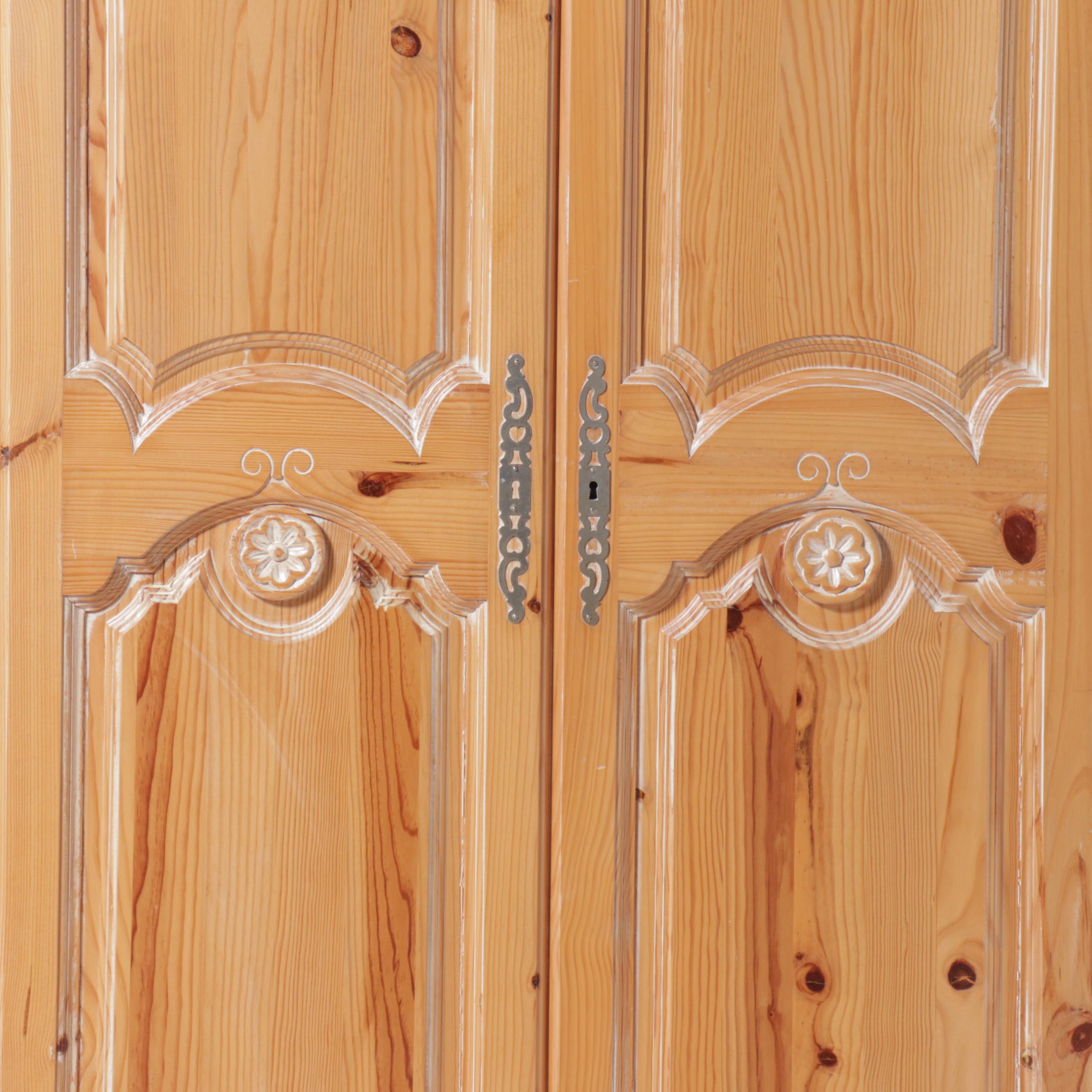 Southwestern Style Carved Pine Armoire