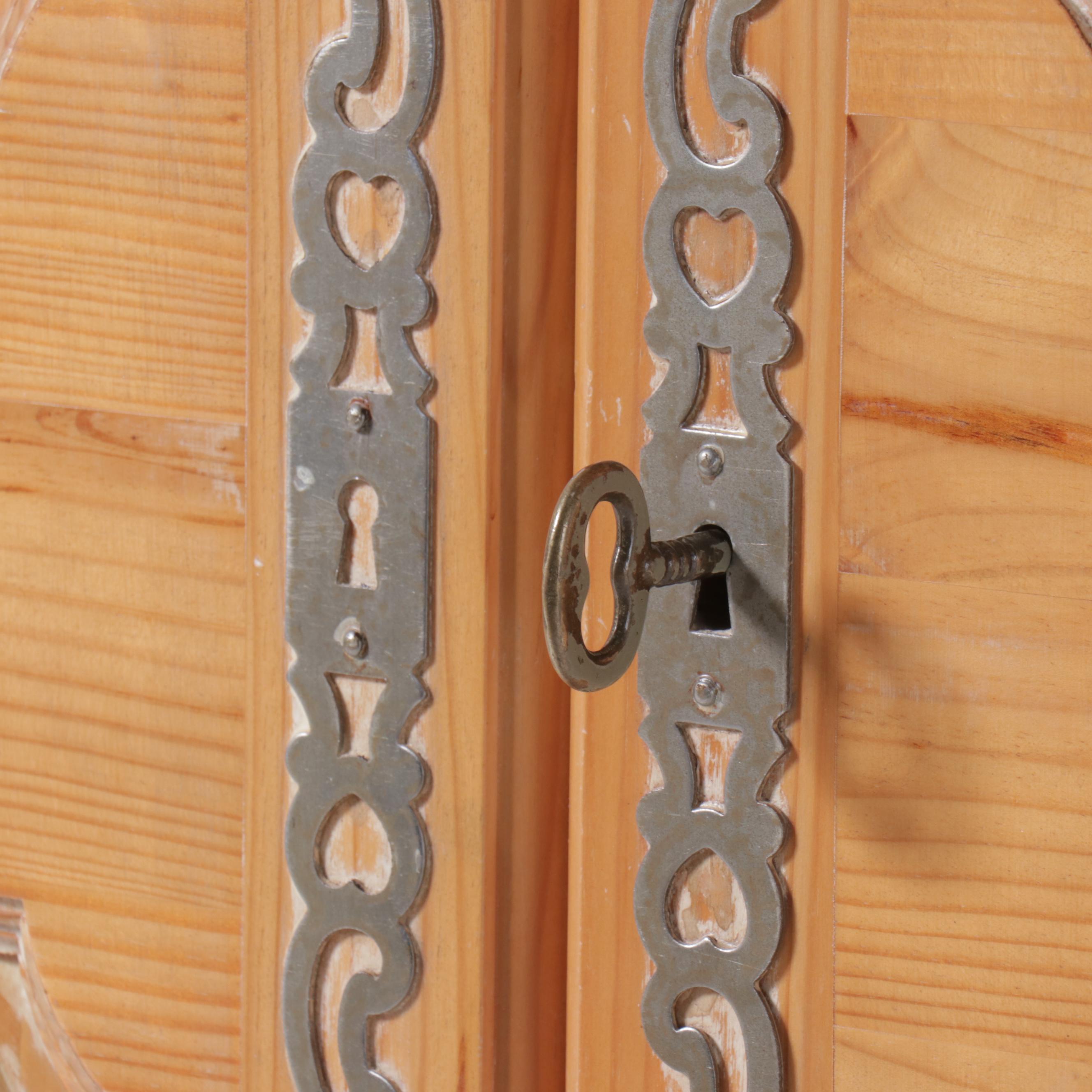 Southwestern Style Carved Pine Armoire