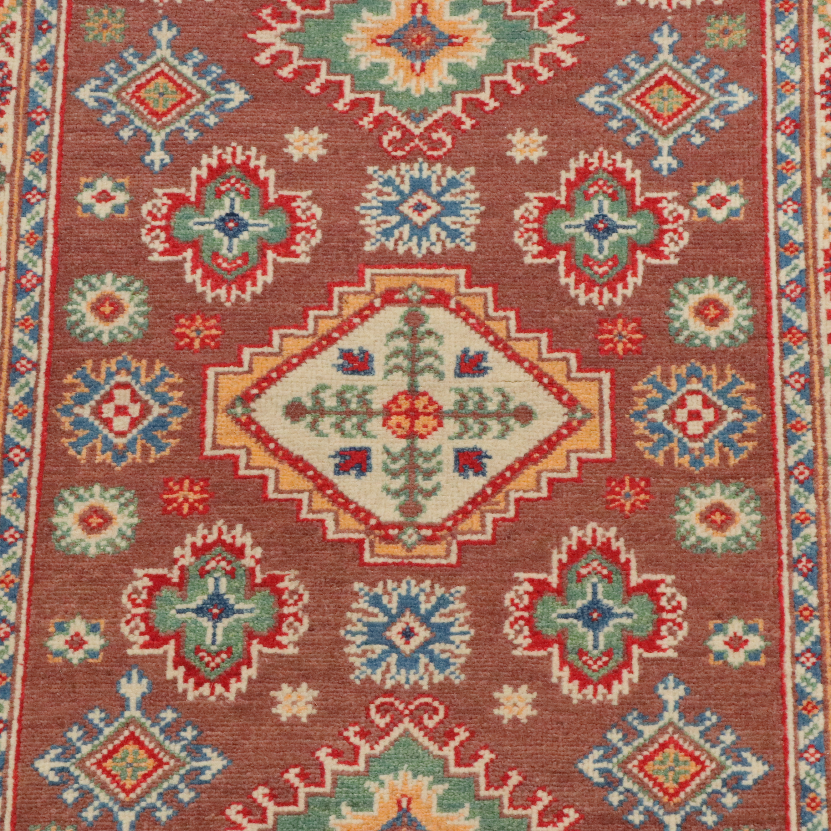 2'8 x 4' Hand-Knotted Afghan Kazak Accent Rug
