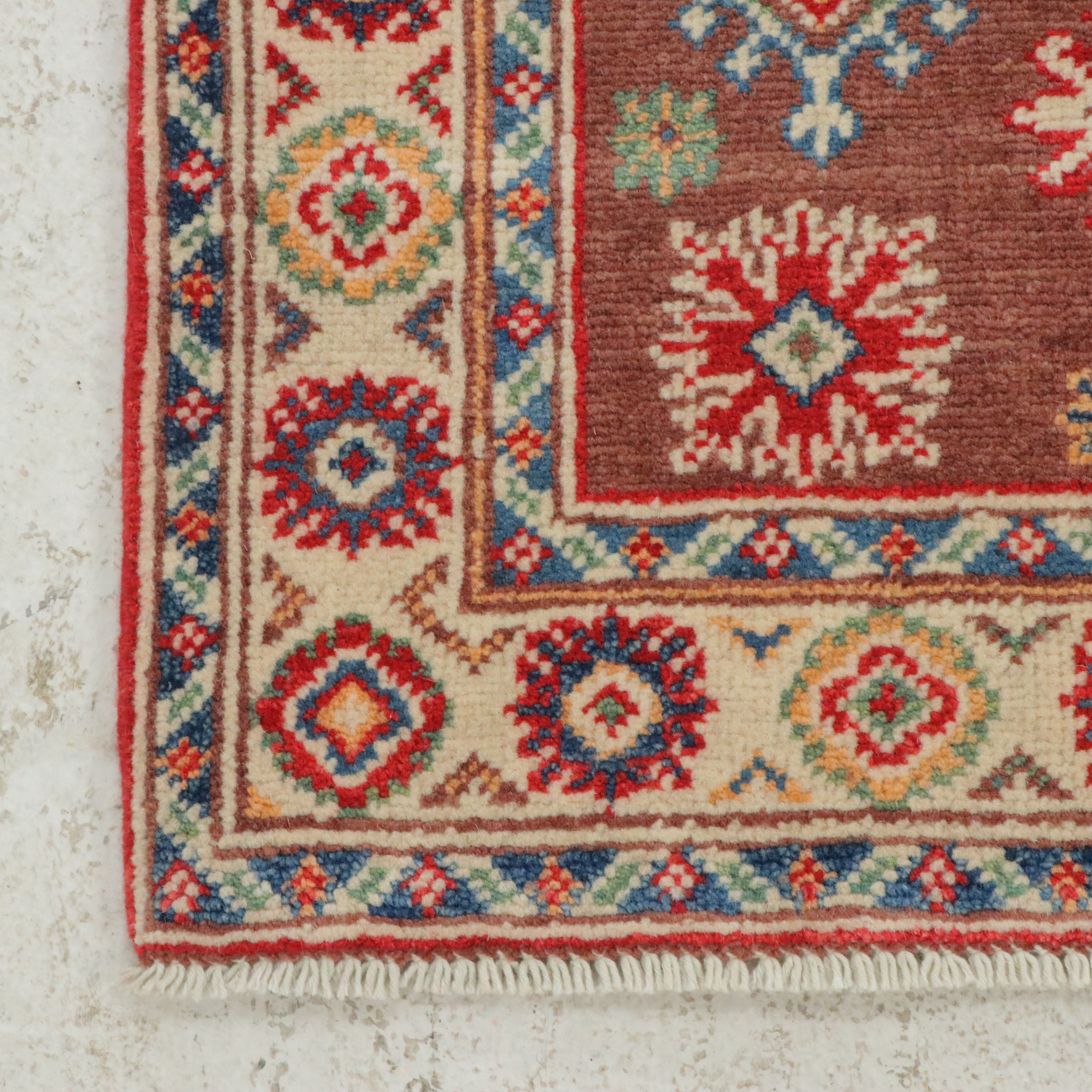 2'8 x 4' Hand-Knotted Afghan Kazak Accent Rug