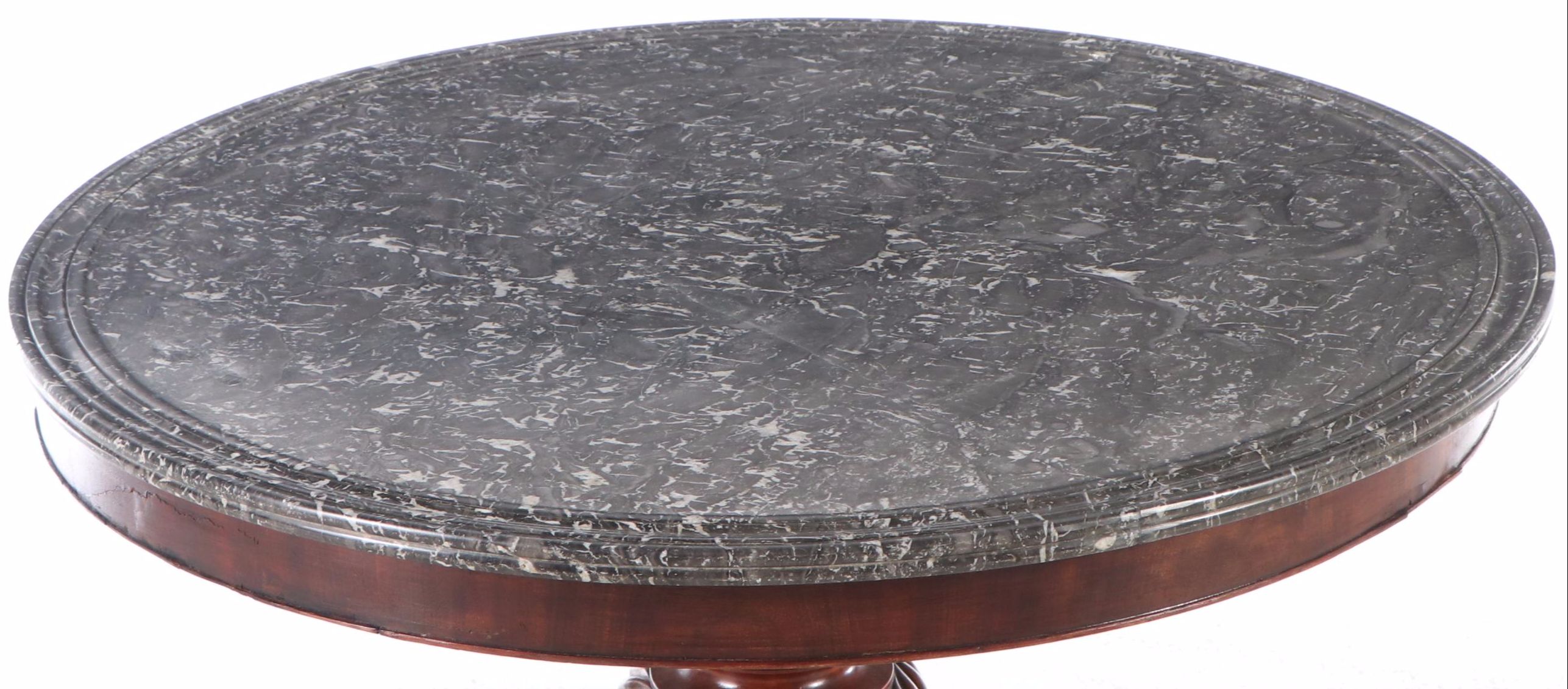 Victorian Style Carved Wood Marble Top Hall Table