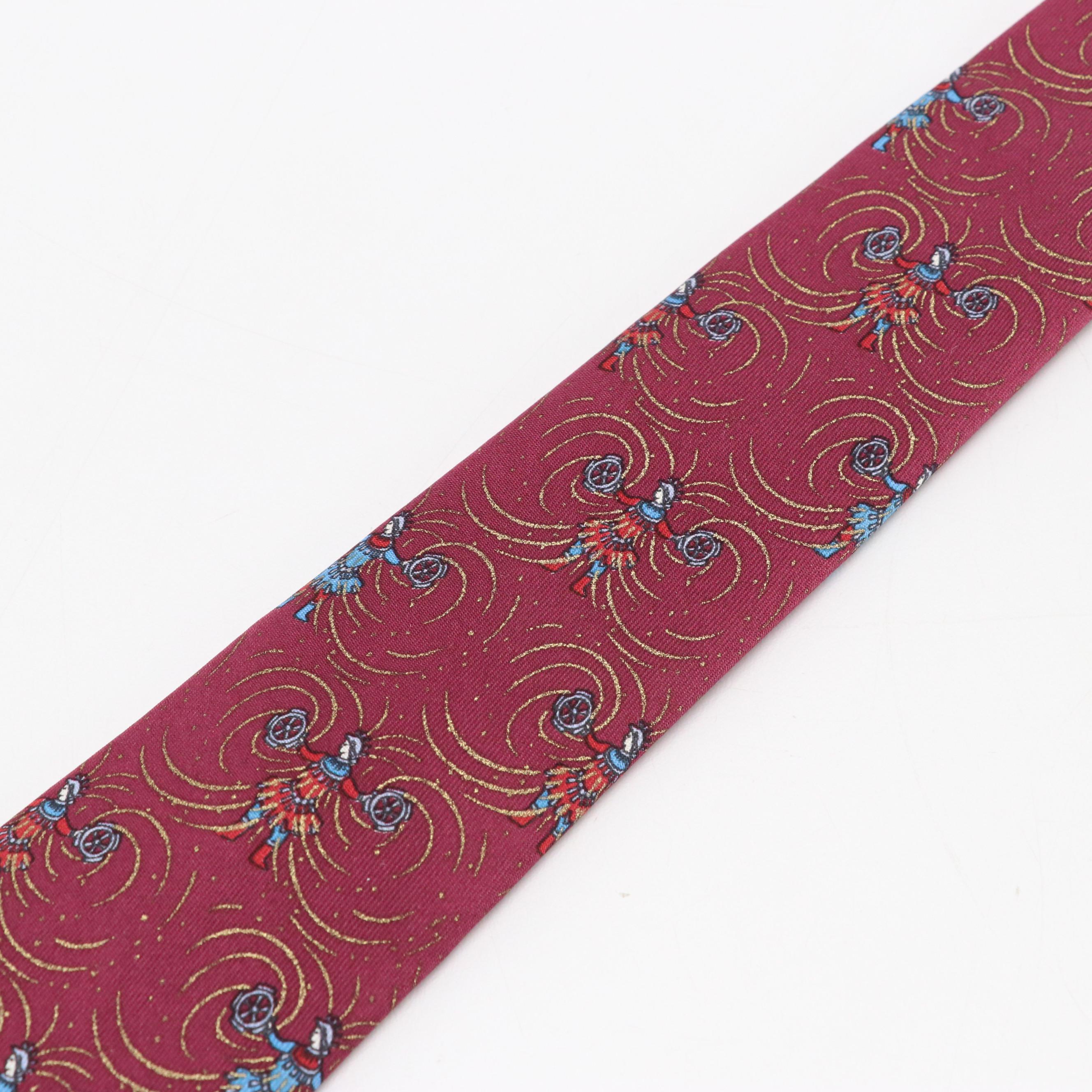 Hermès Tribal Fire Wheel Dance Necktie in Silk Twill
