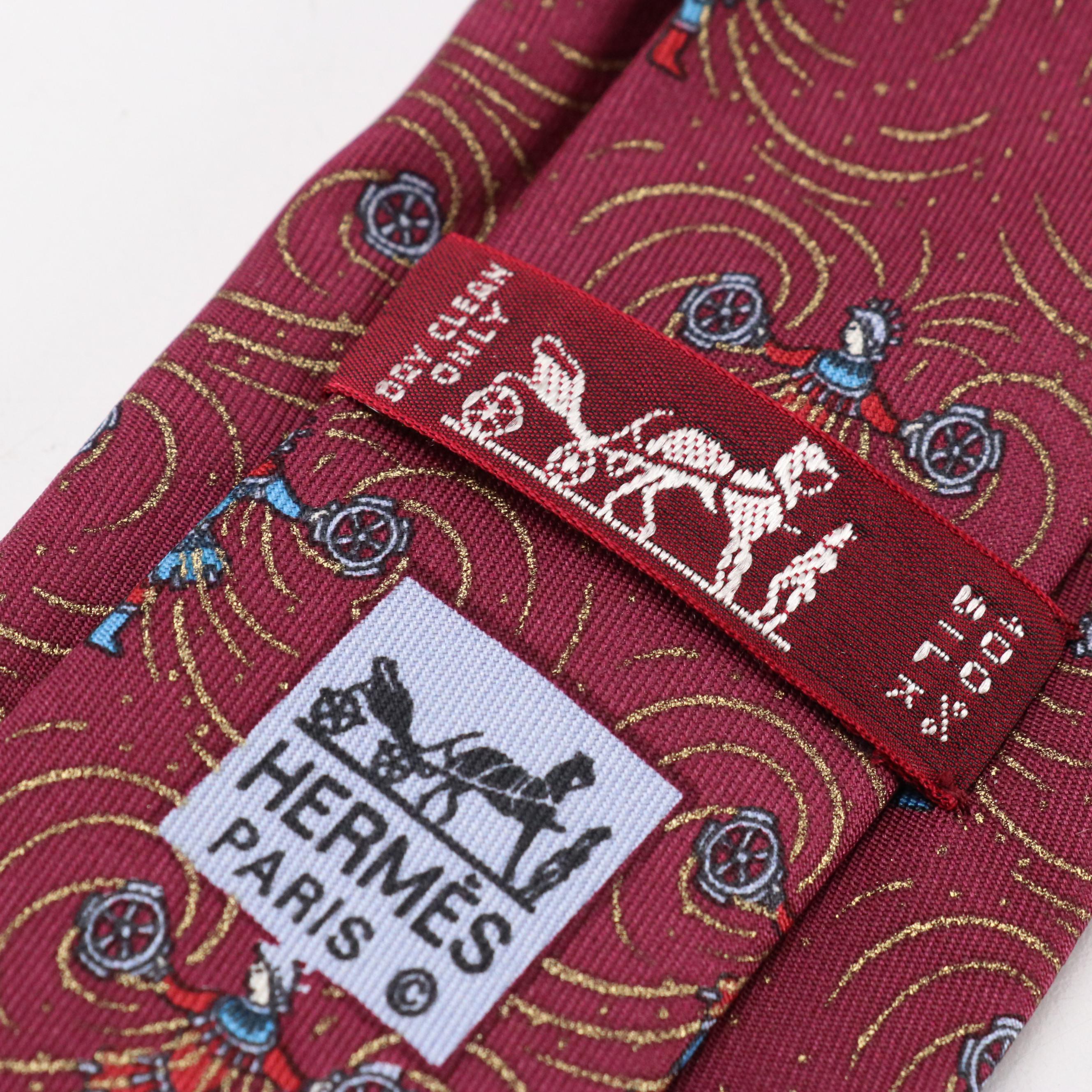 Hermès Tribal Fire Wheel Dance Necktie in Silk Twill