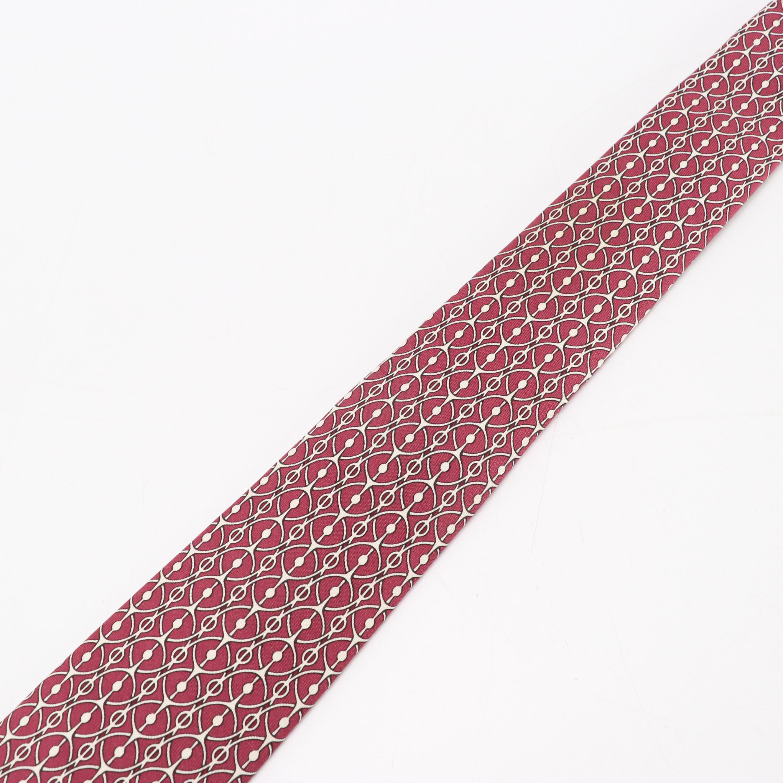 Hermès Geometric Pattern Necktie in Silk Twill