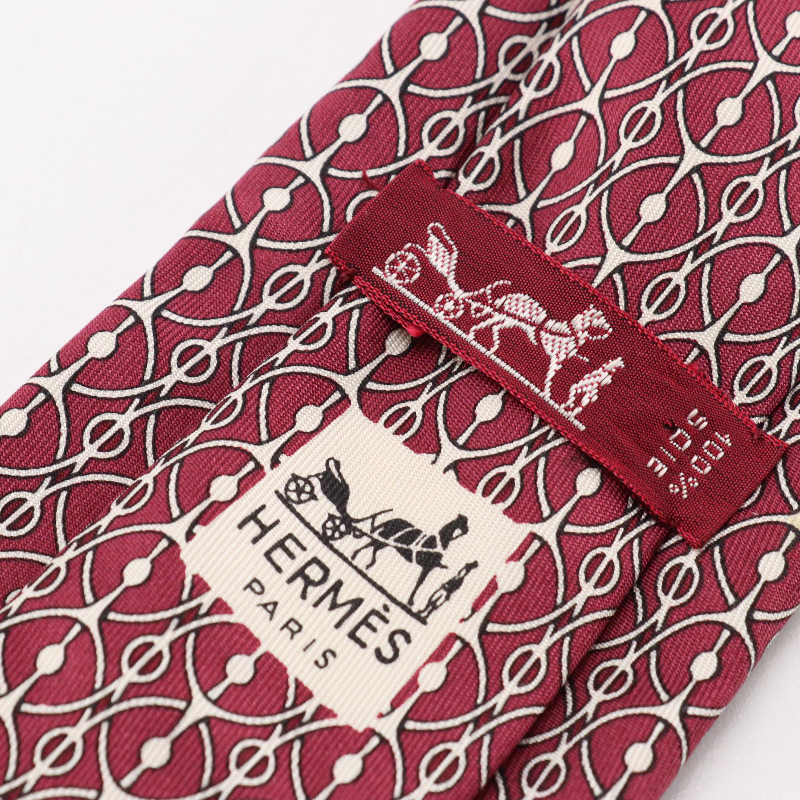 Hermès Geometric Pattern Necktie in Silk Twill