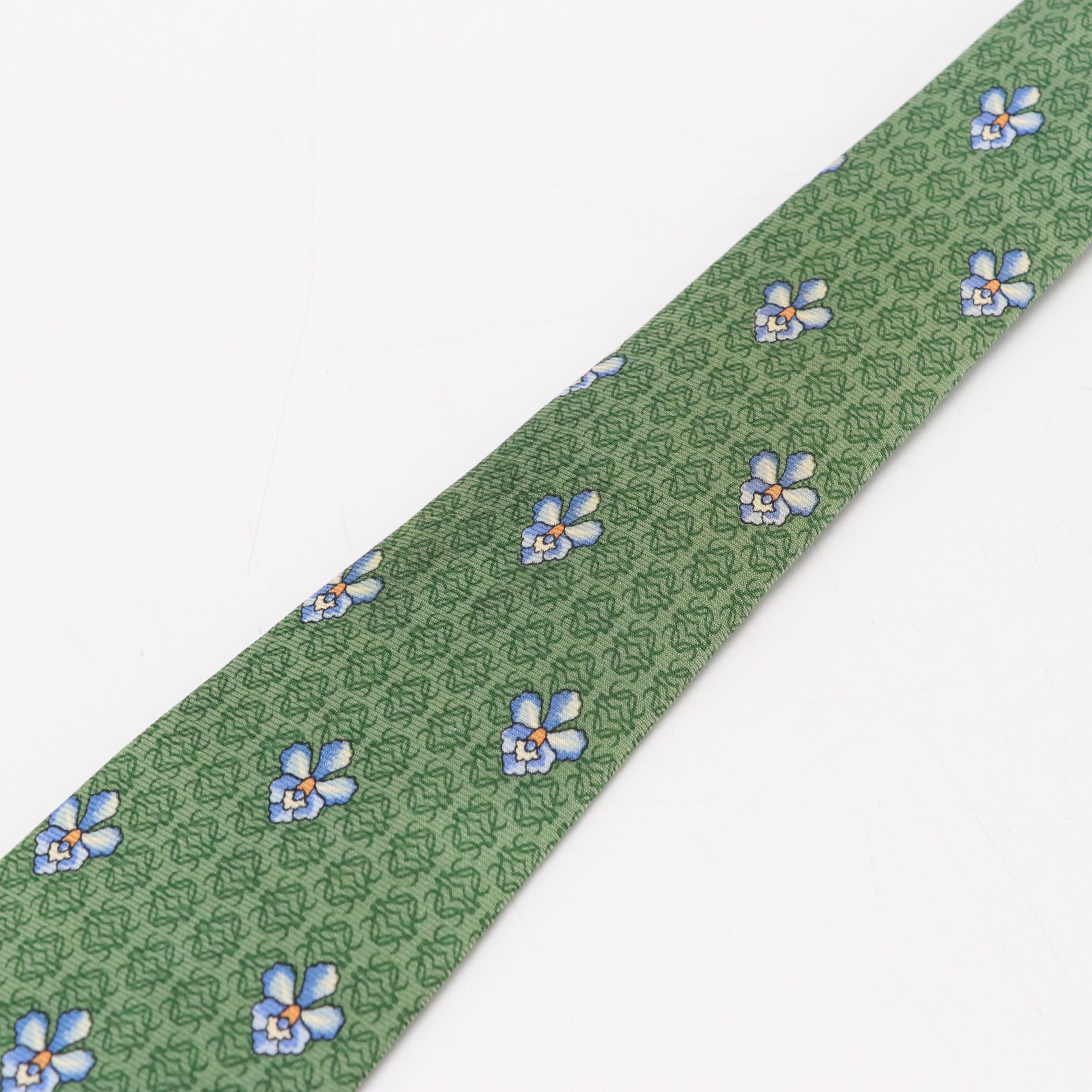 Loewe Anagram "Flora de Ultramar" Necktie in Silk Twill