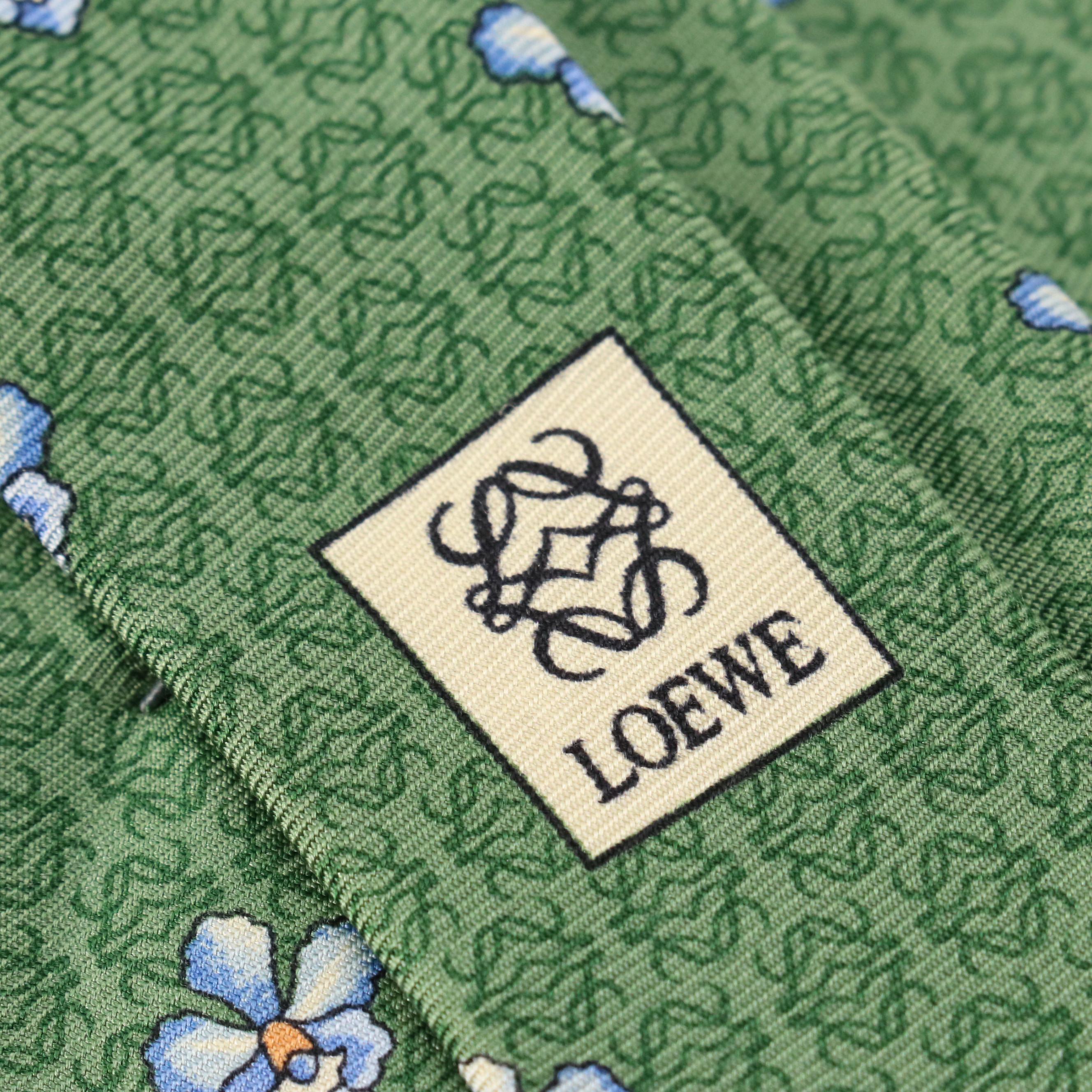 Loewe Anagram "Flora de Ultramar" Necktie in Silk Twill