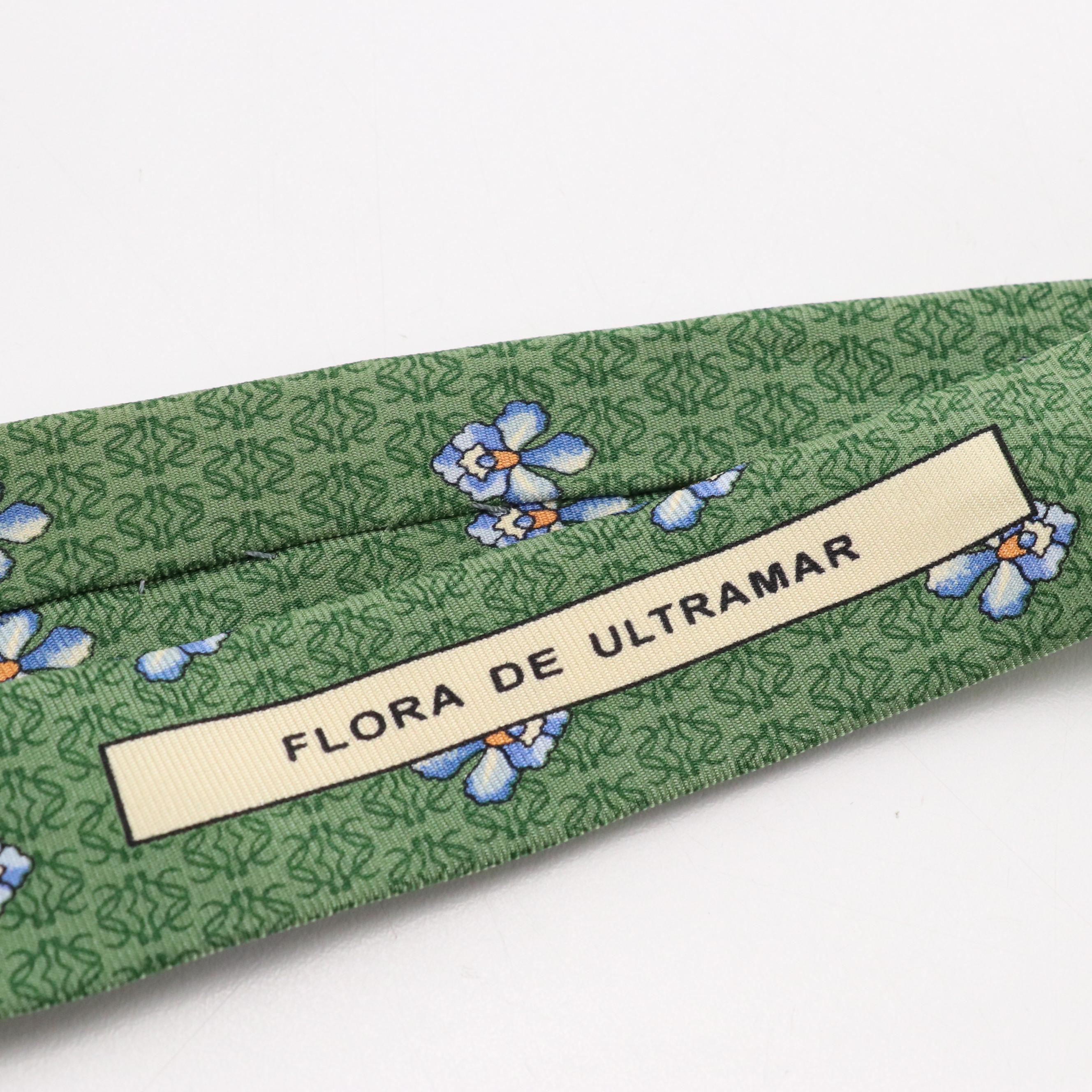 Loewe Anagram "Flora de Ultramar" Necktie in Silk Twill
