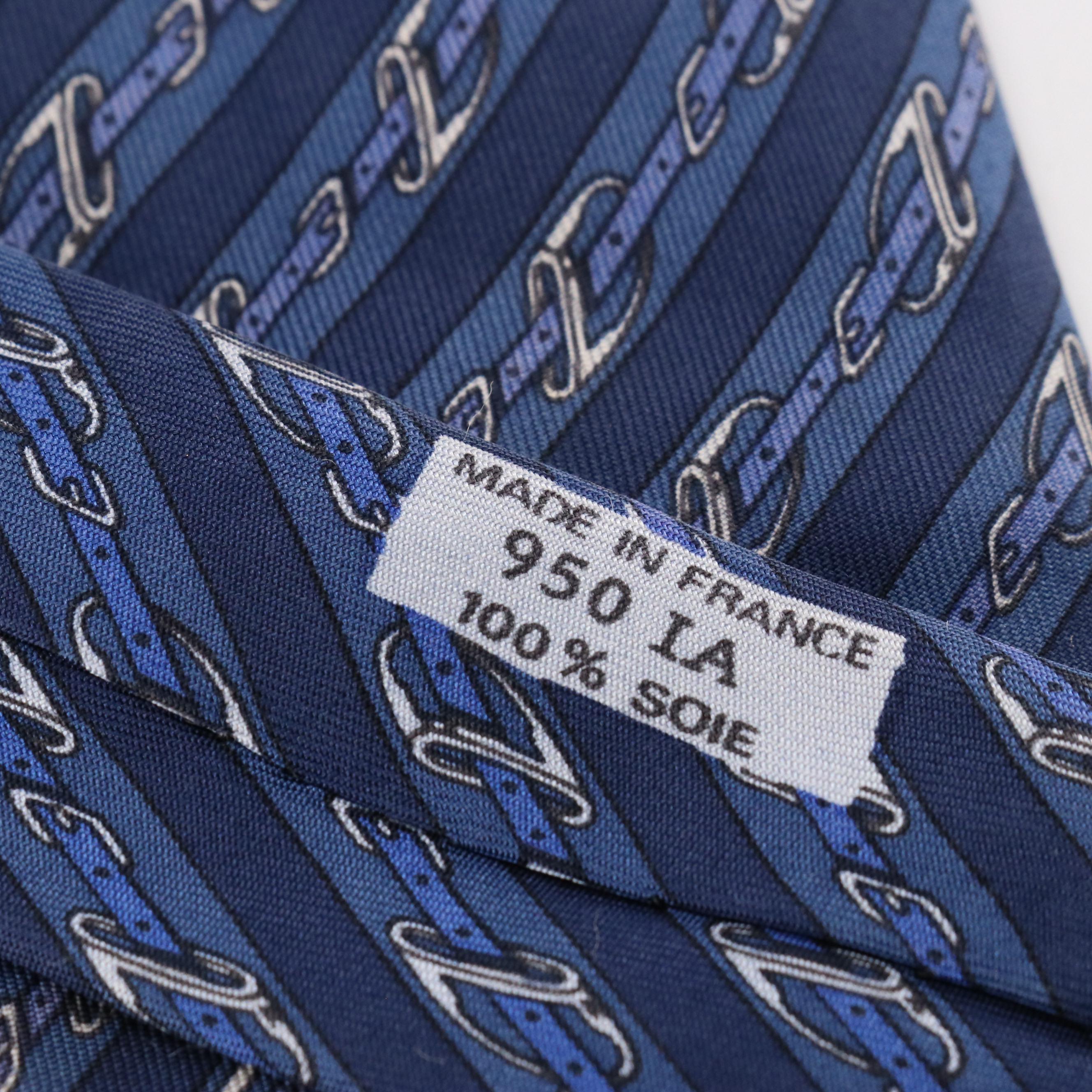 Hermès Equestrian Buckle Striped Necktie in Silk Twill