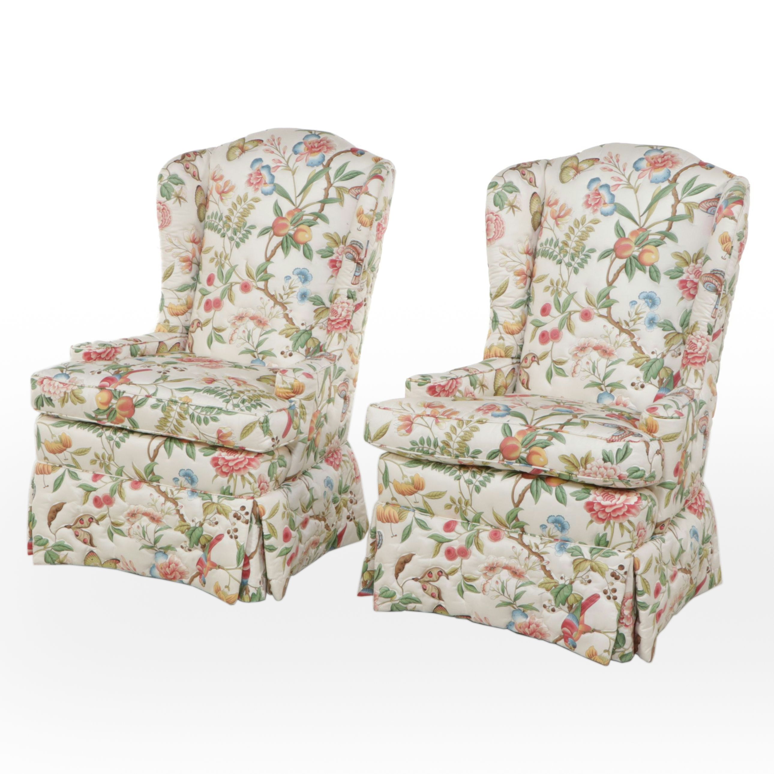 Pair of Quilted Floral Armchairs