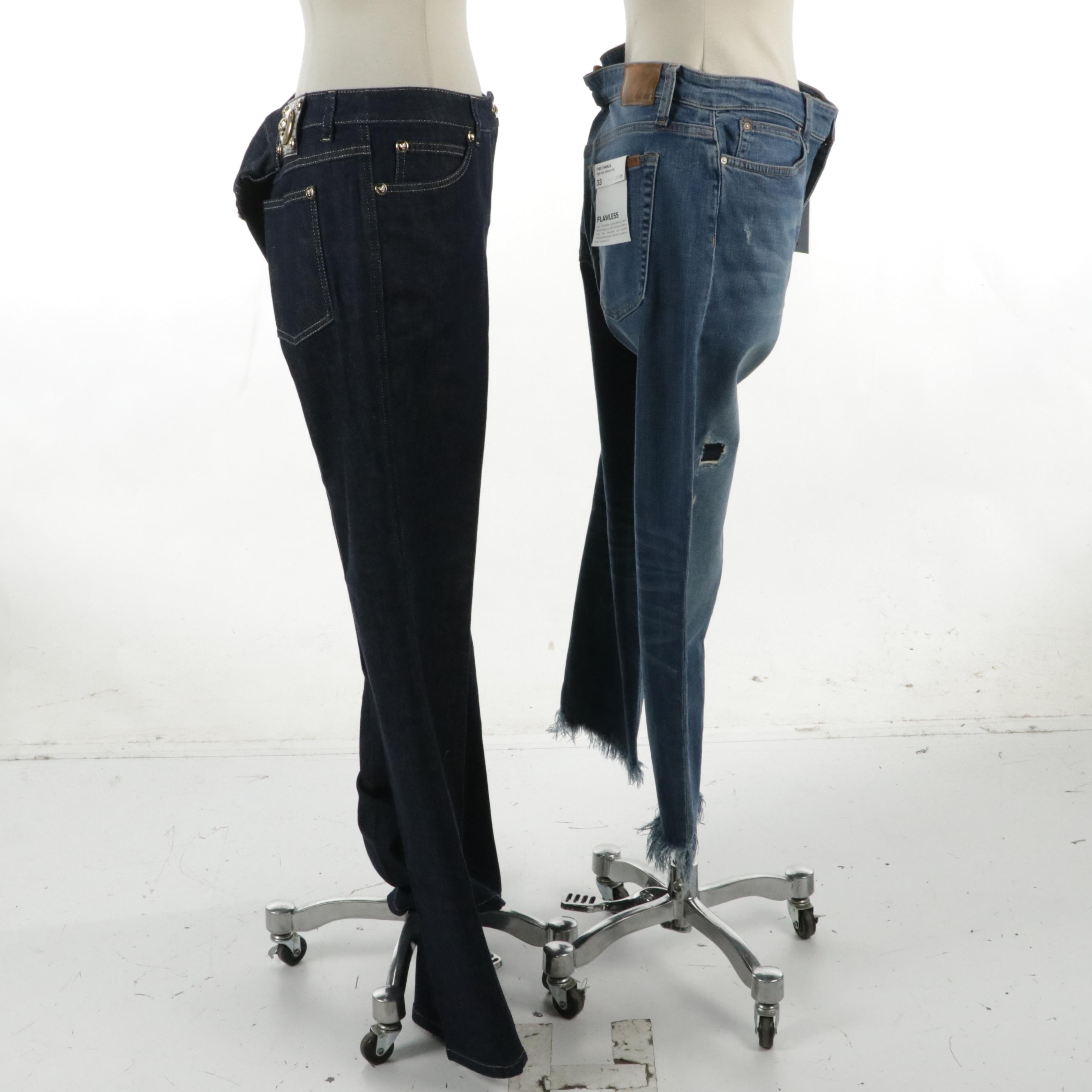 Joe's "The Charlie Crop" Frayed Jeans and Escada Dark Wash Straight-Leg Jeans