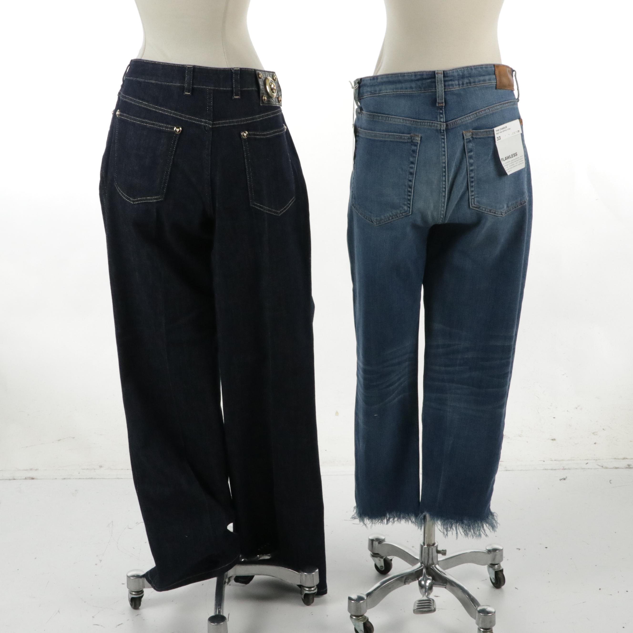 Joe's "The Charlie Crop" Frayed Jeans and Escada Dark Wash Straight-Leg Jeans