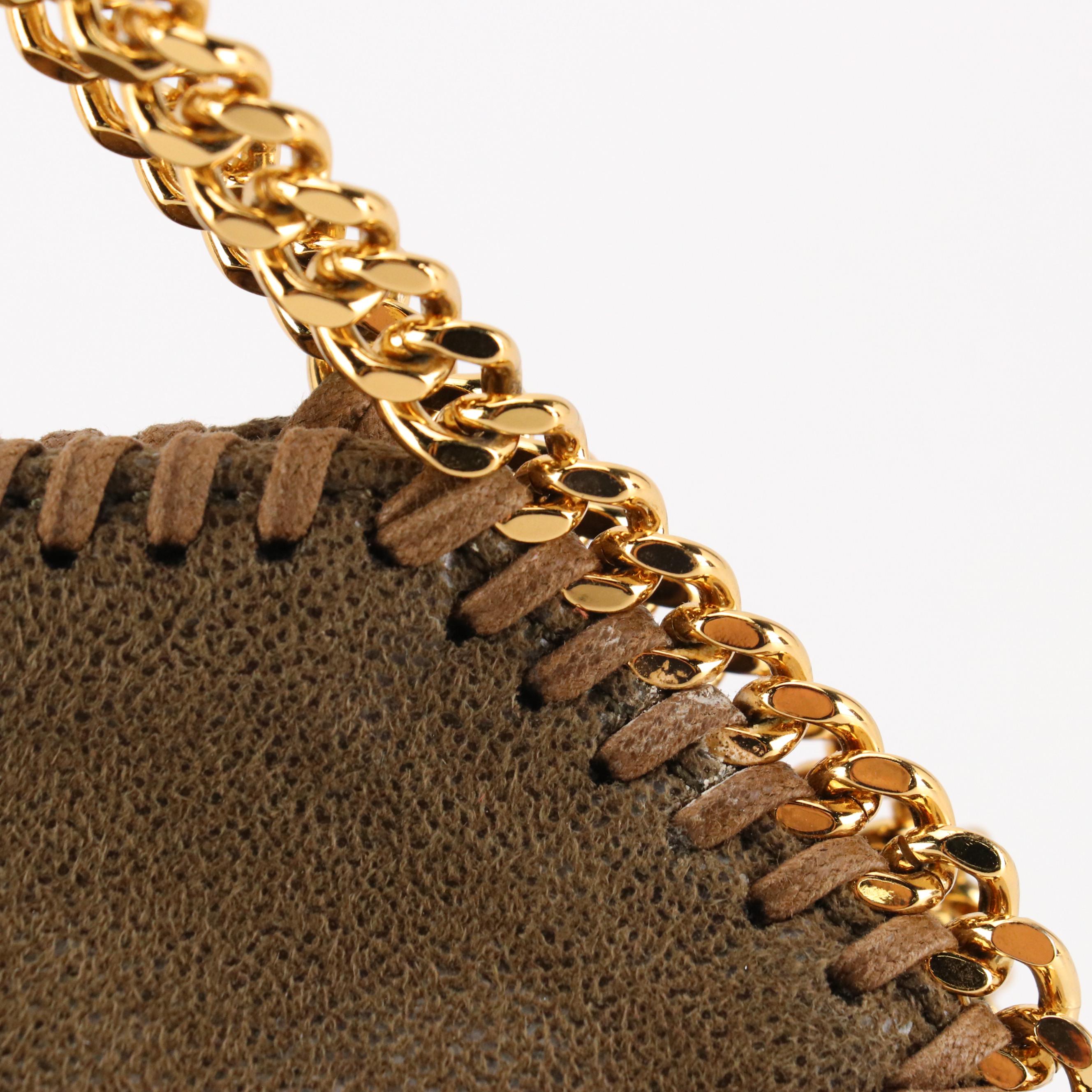 Stella Mccartney Mini Falabella Chain Bag in Brown Shaggy Deer Faux-Leather