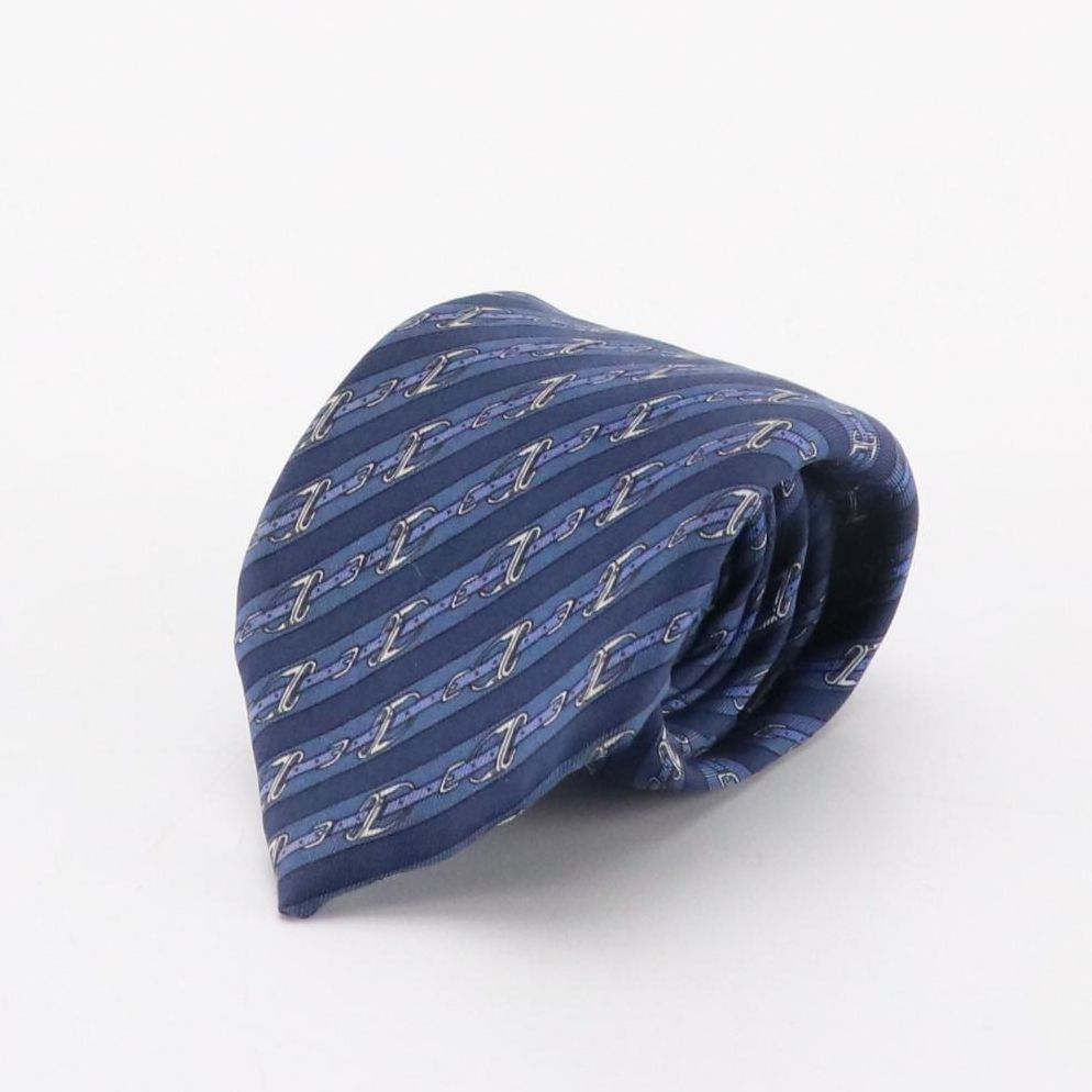 Hermès Equestrian Buckle Striped Necktie in Silk Twill