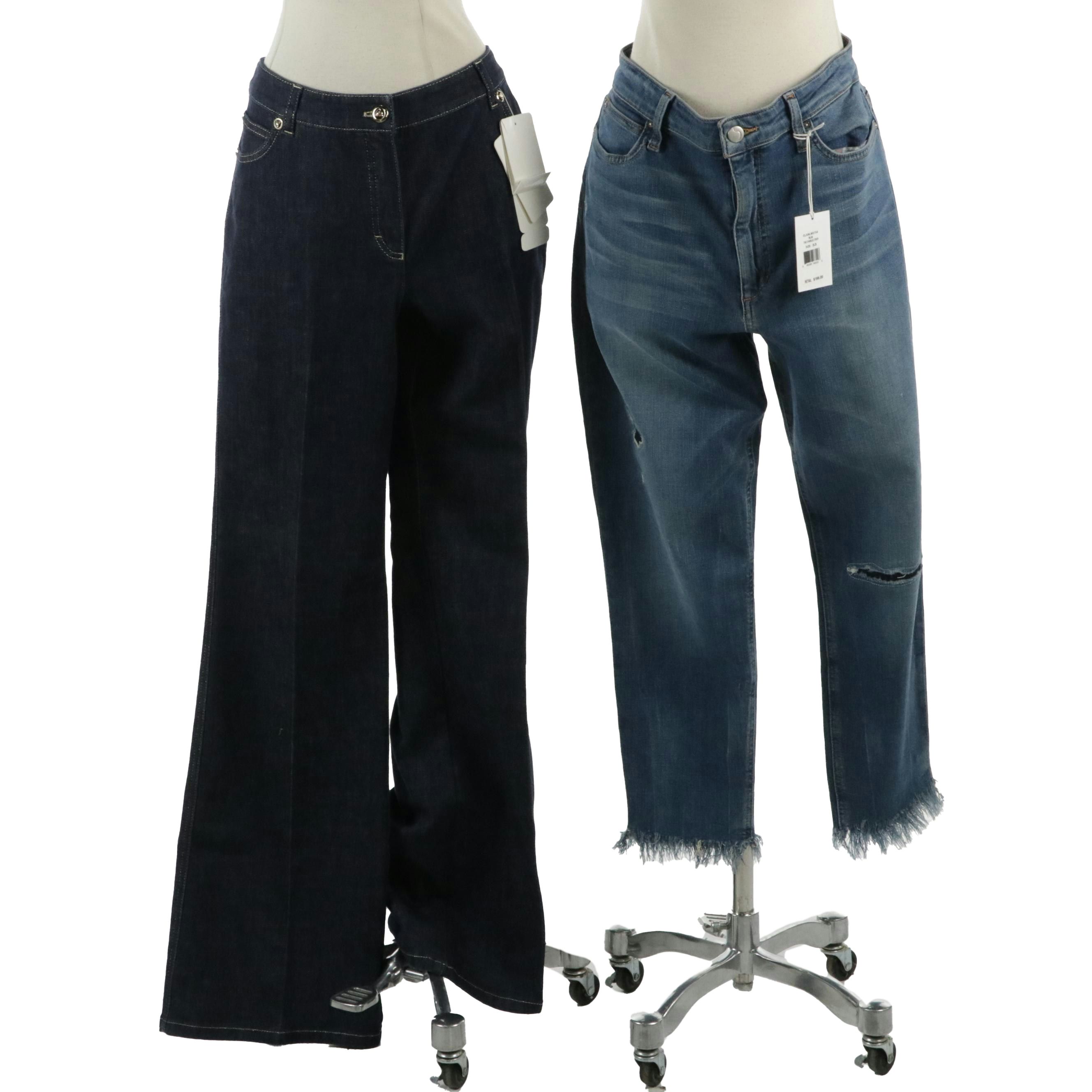 Joe's "The Charlie Crop" Frayed Jeans and Escada Dark Wash Straight-Leg Jeans