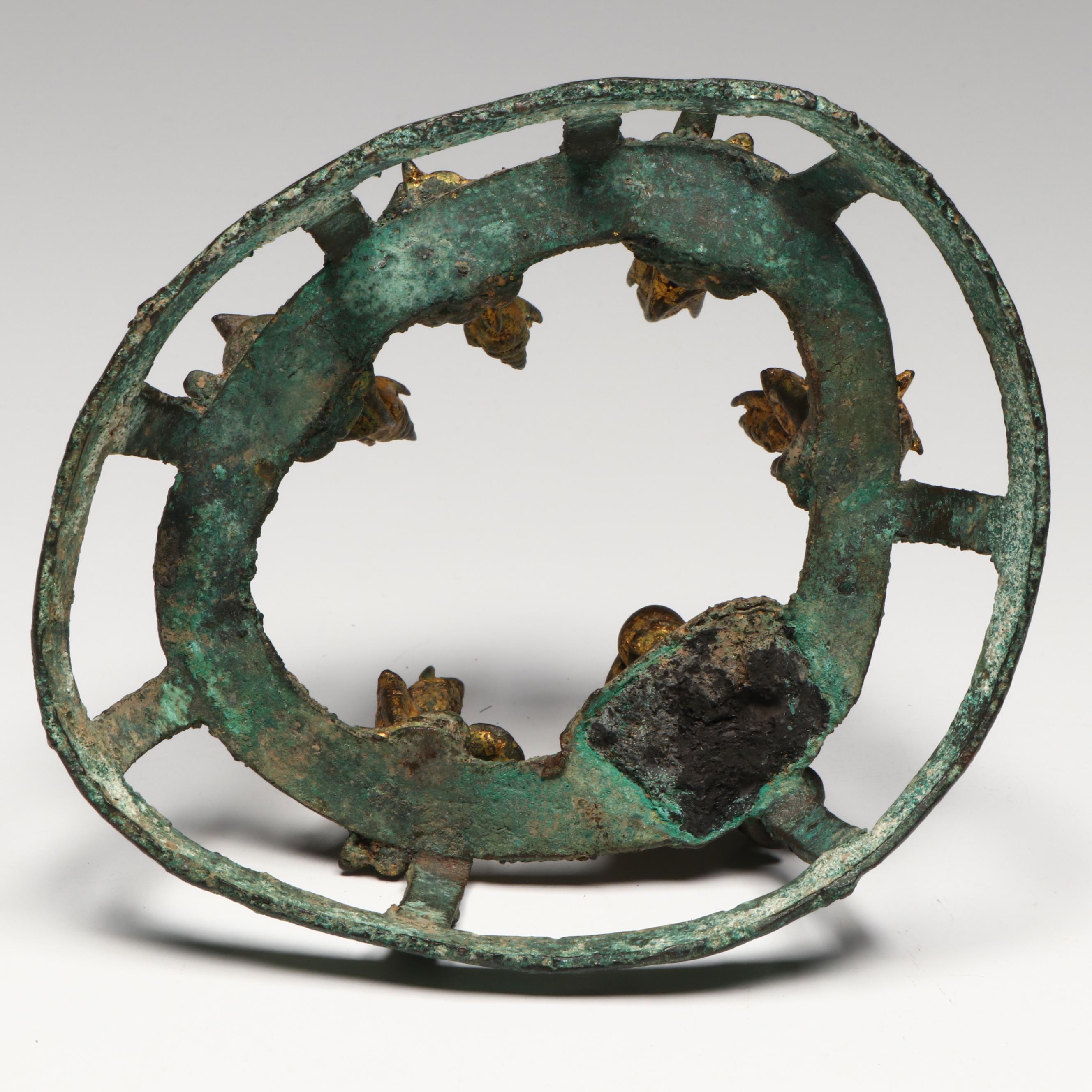 Antique SE Asian Bronze Vajraghanta Bells w/ Sculpture of Buddha's First Sermon