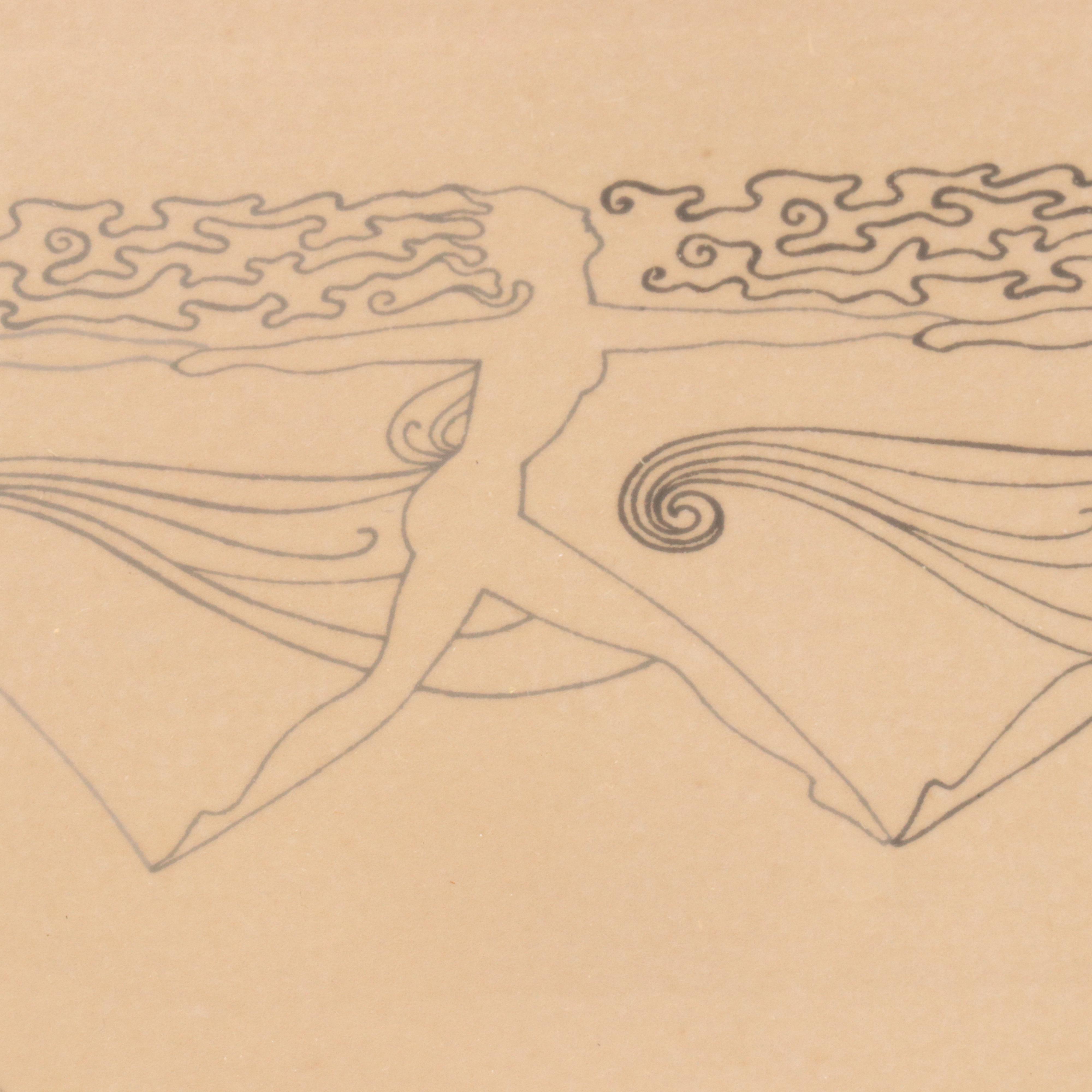 Erté Art Deco Serigraph "Dancers," Early 20th Century