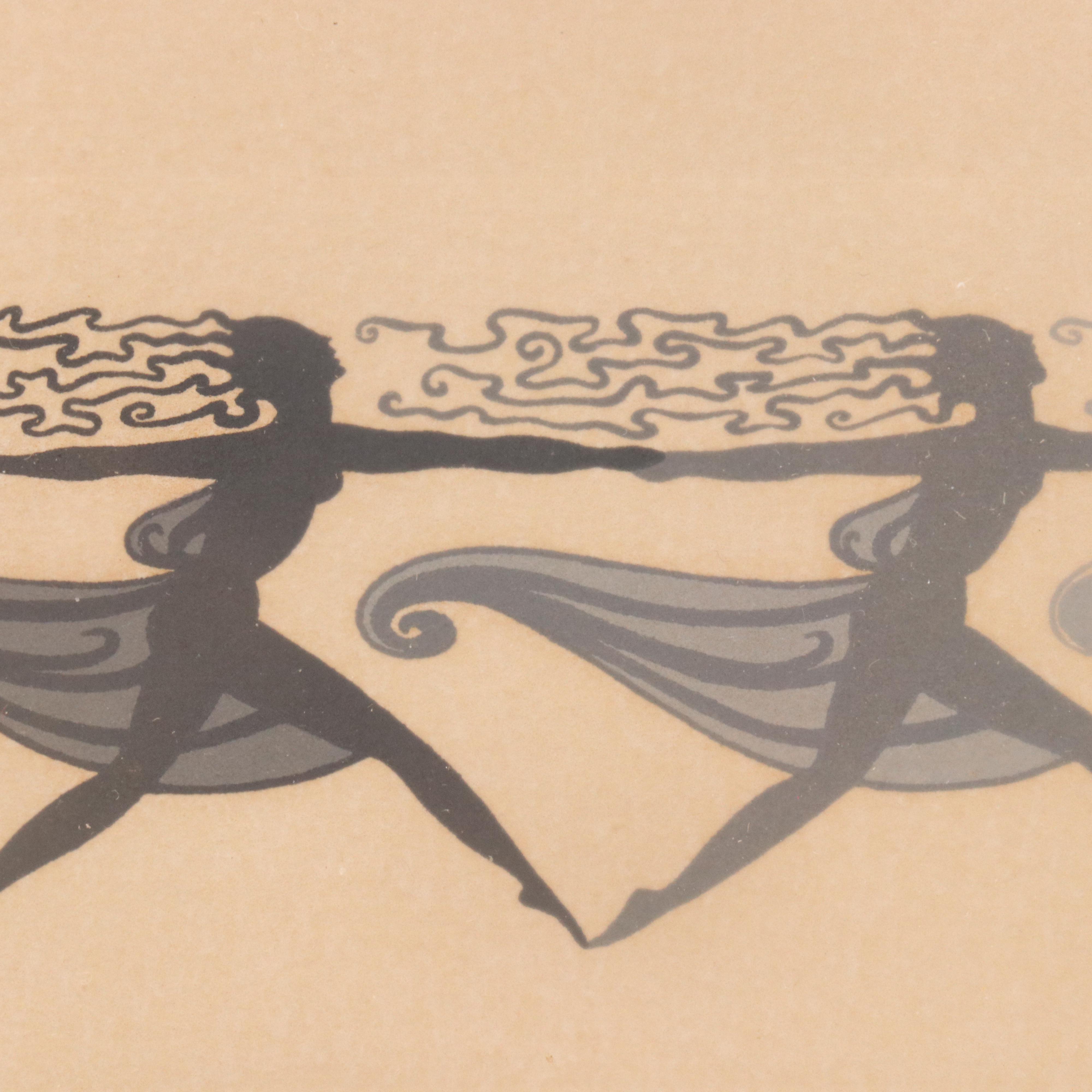 Erté Art Deco Serigraph "Dancers," Early 20th Century