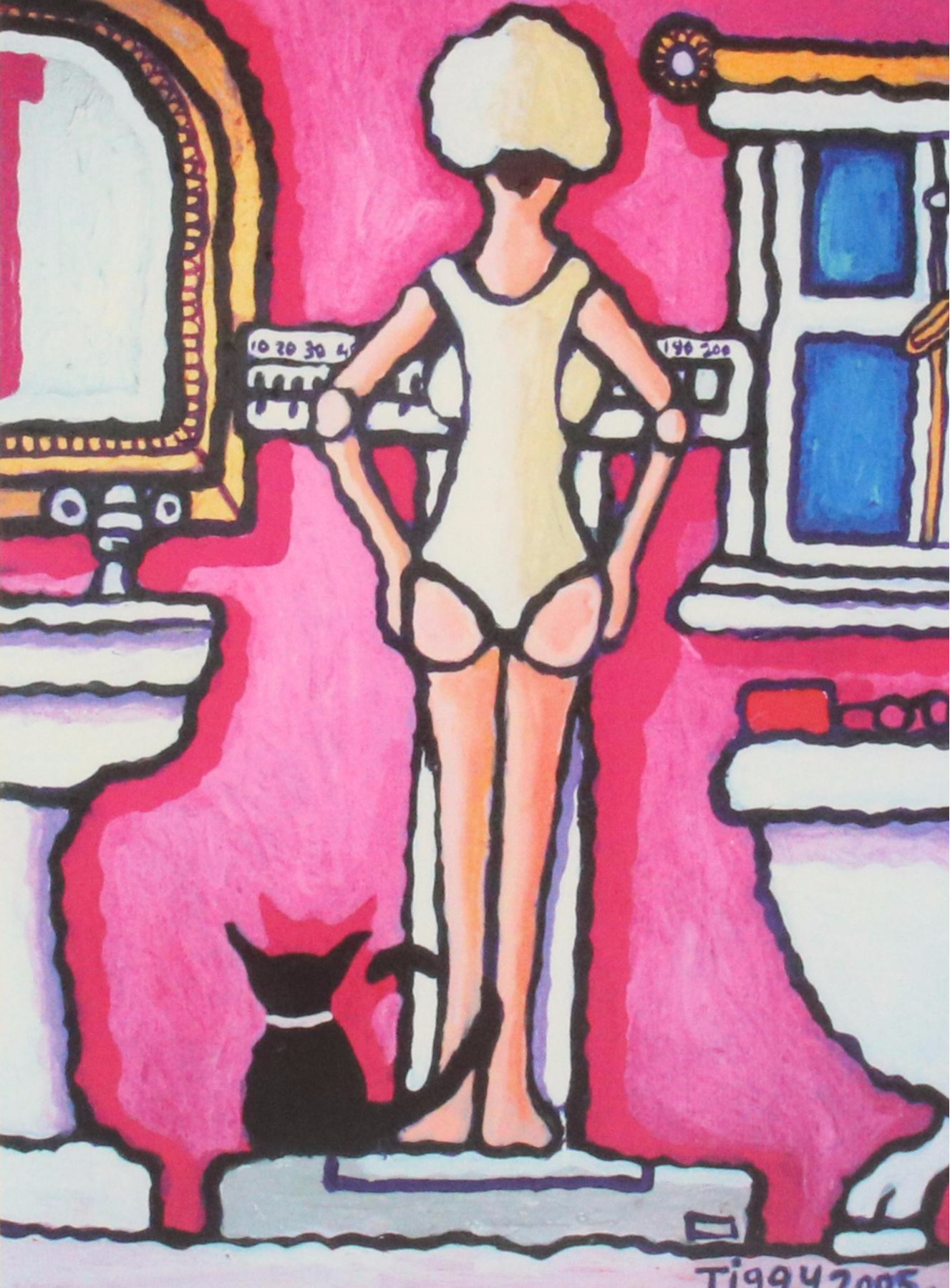 Tiggy Ticehurst Pop Art Giclée of Woman on Bathroom Scale
