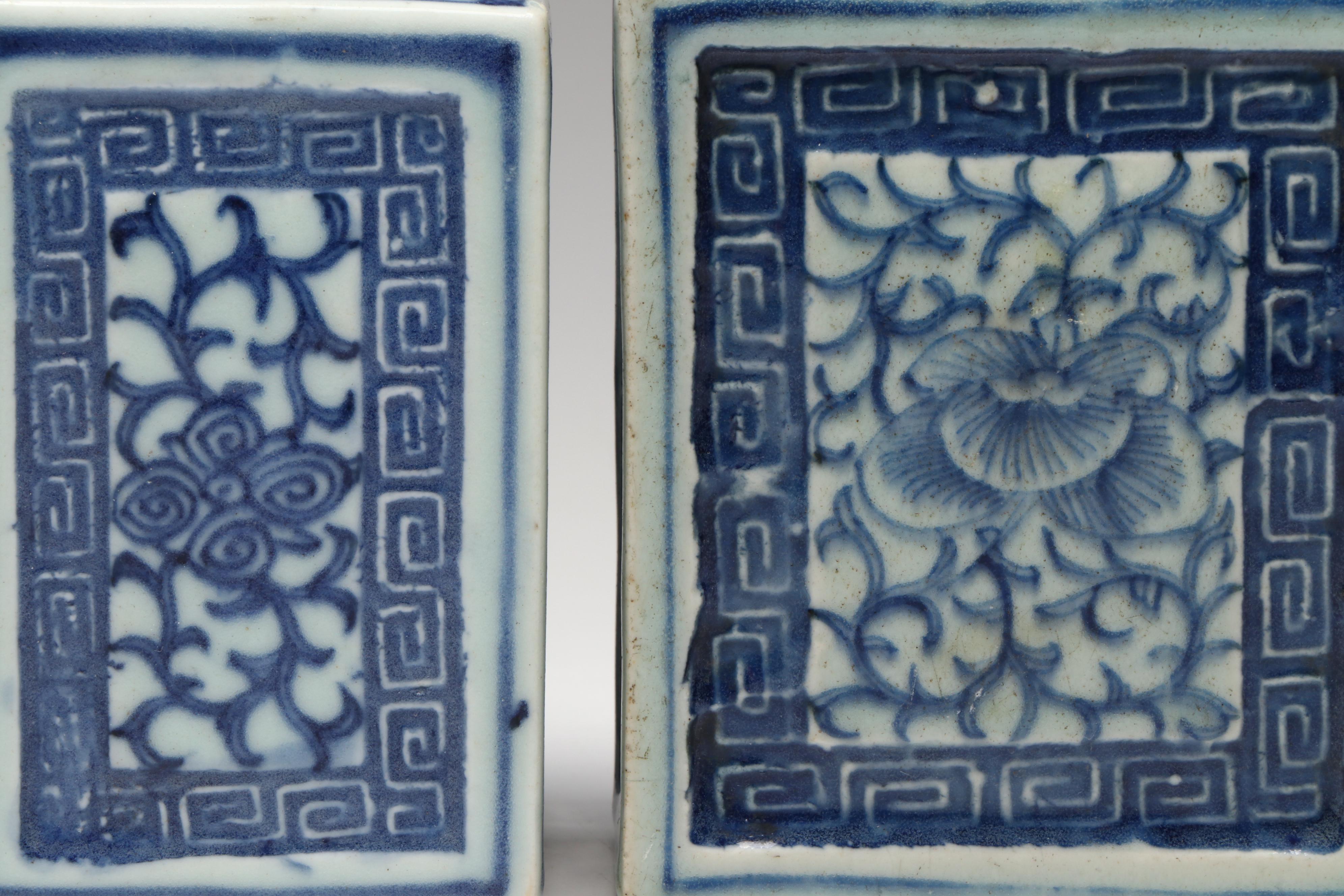 Antique Chinese Qing Dynasty Blue-on-White Porcelain Tea Caddies