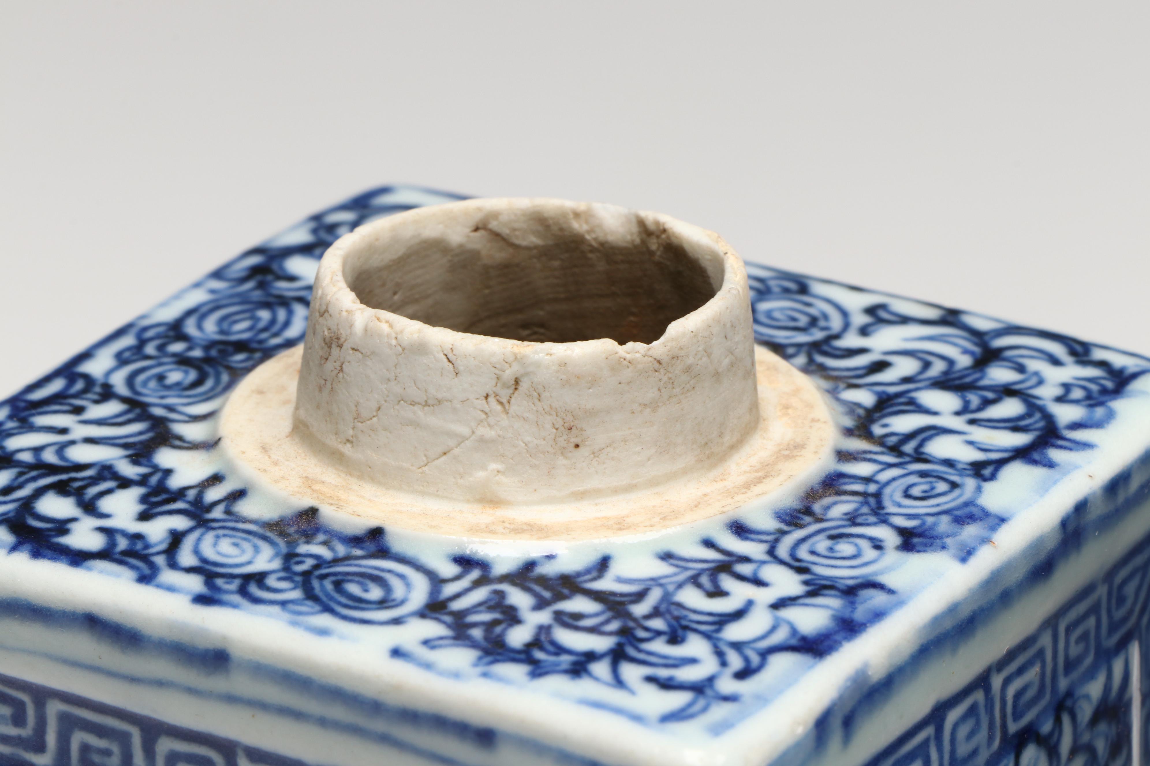 Antique Chinese Qing Dynasty Blue-on-White Porcelain Tea Caddies