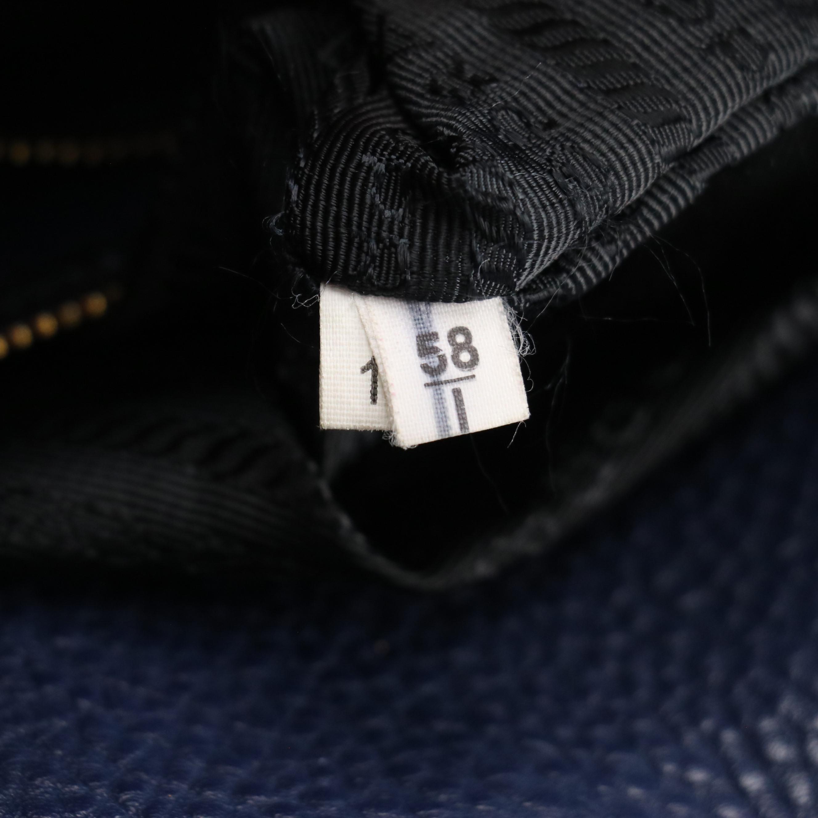 Prada Two-way Tote in Navy Blue Vitello Daino Leather