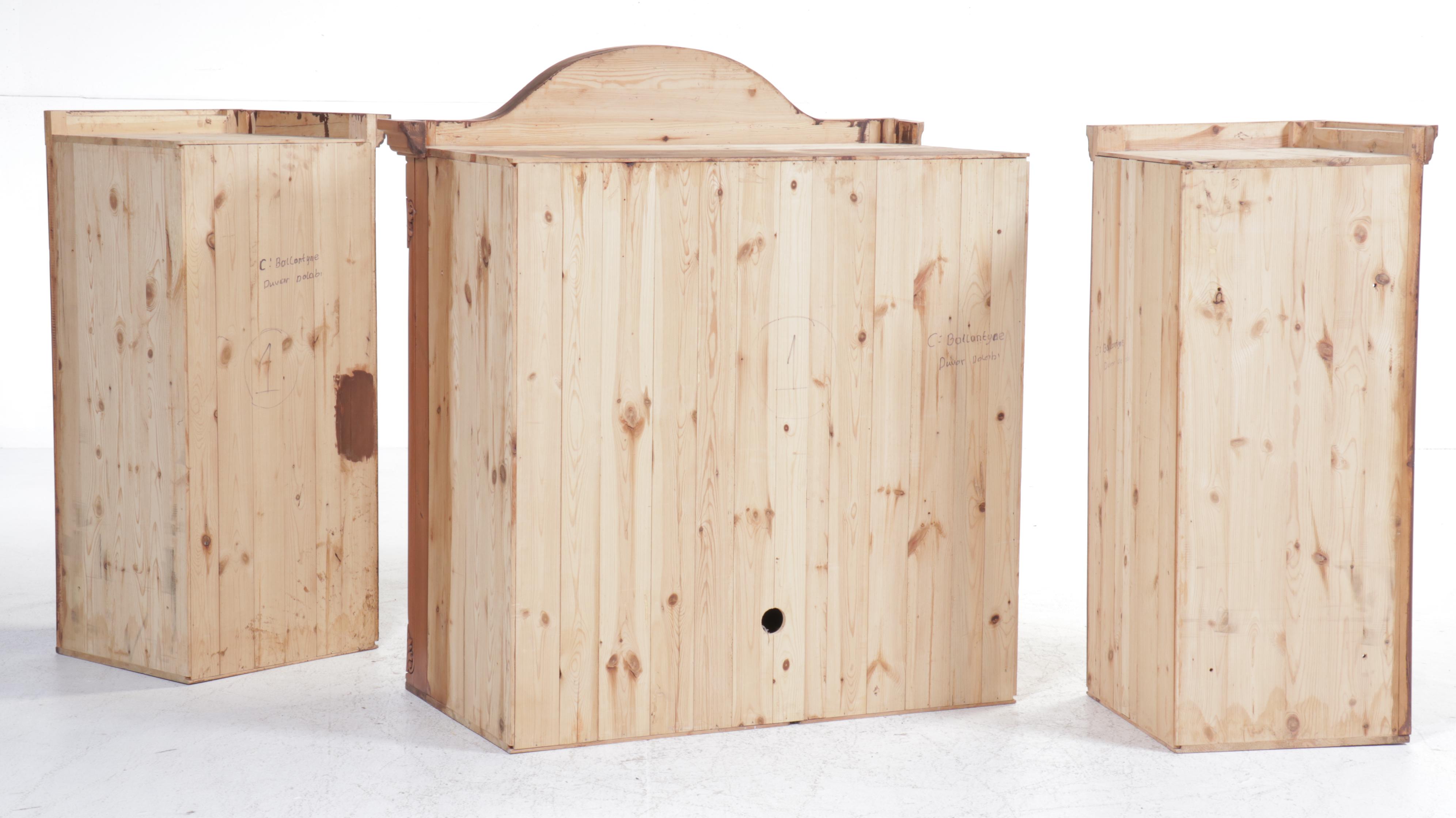 French Provincial Style Pine Breakfront Cabinet