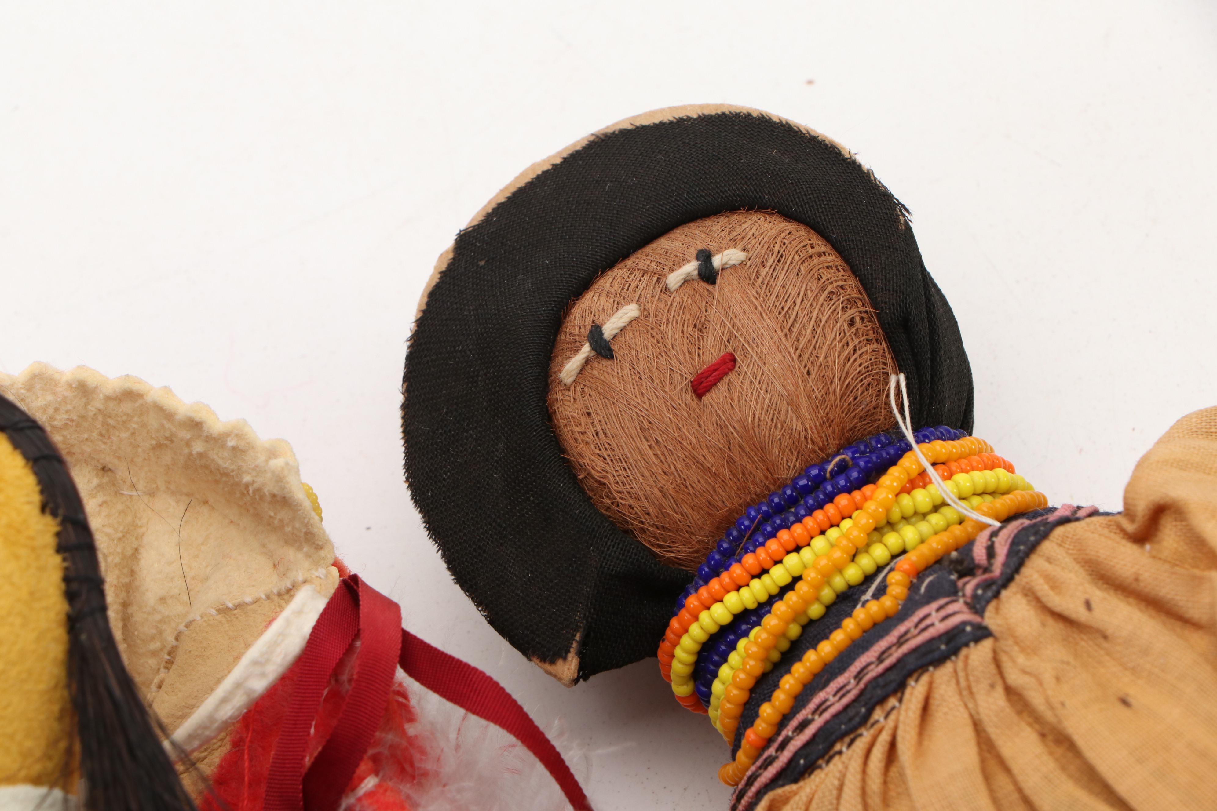 Loretta Bettelyoun Artist Made Sioux Doll with Other Folk Art Dolls