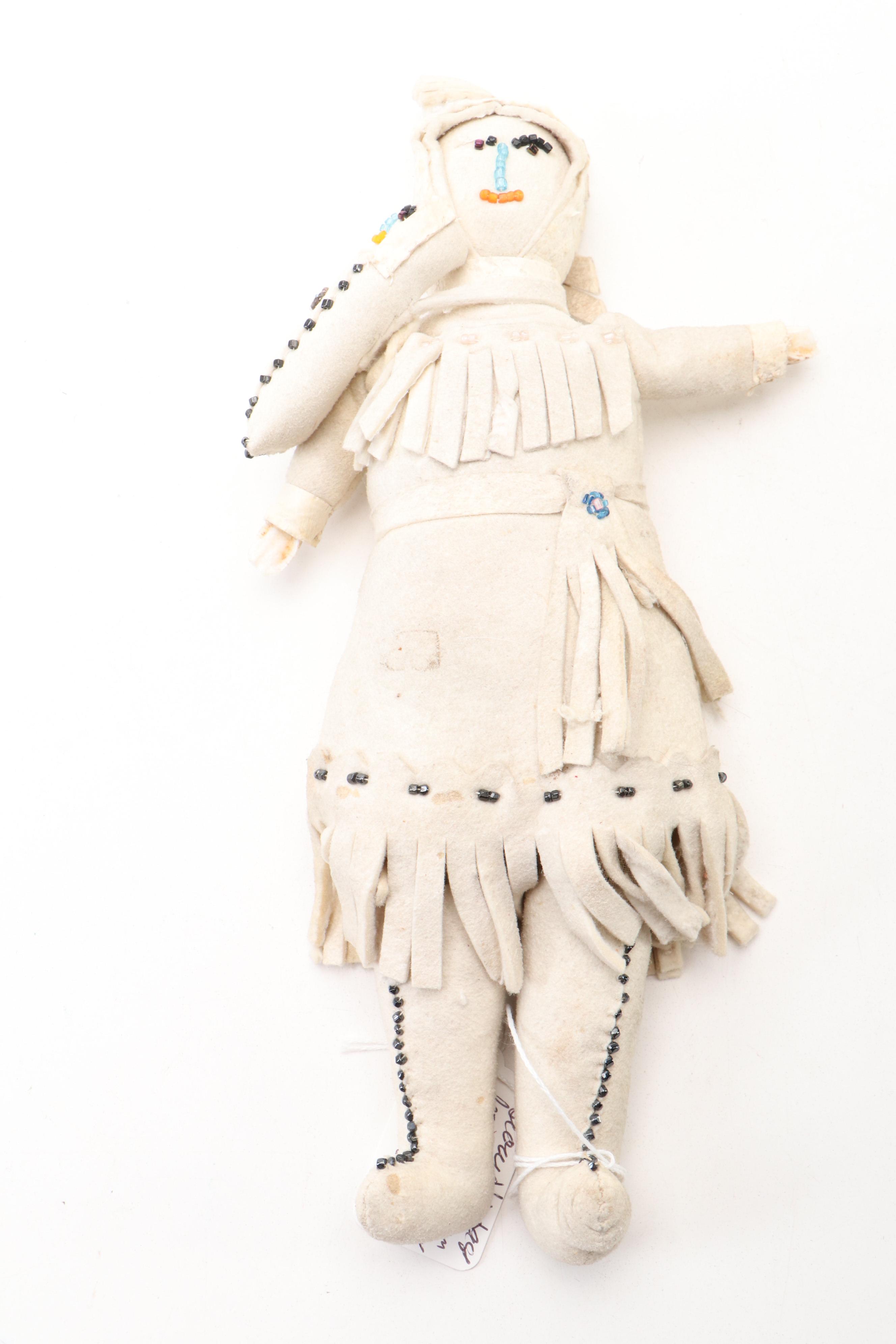Loretta Bettelyoun Artist Made Sioux Doll with Other Folk Art Dolls