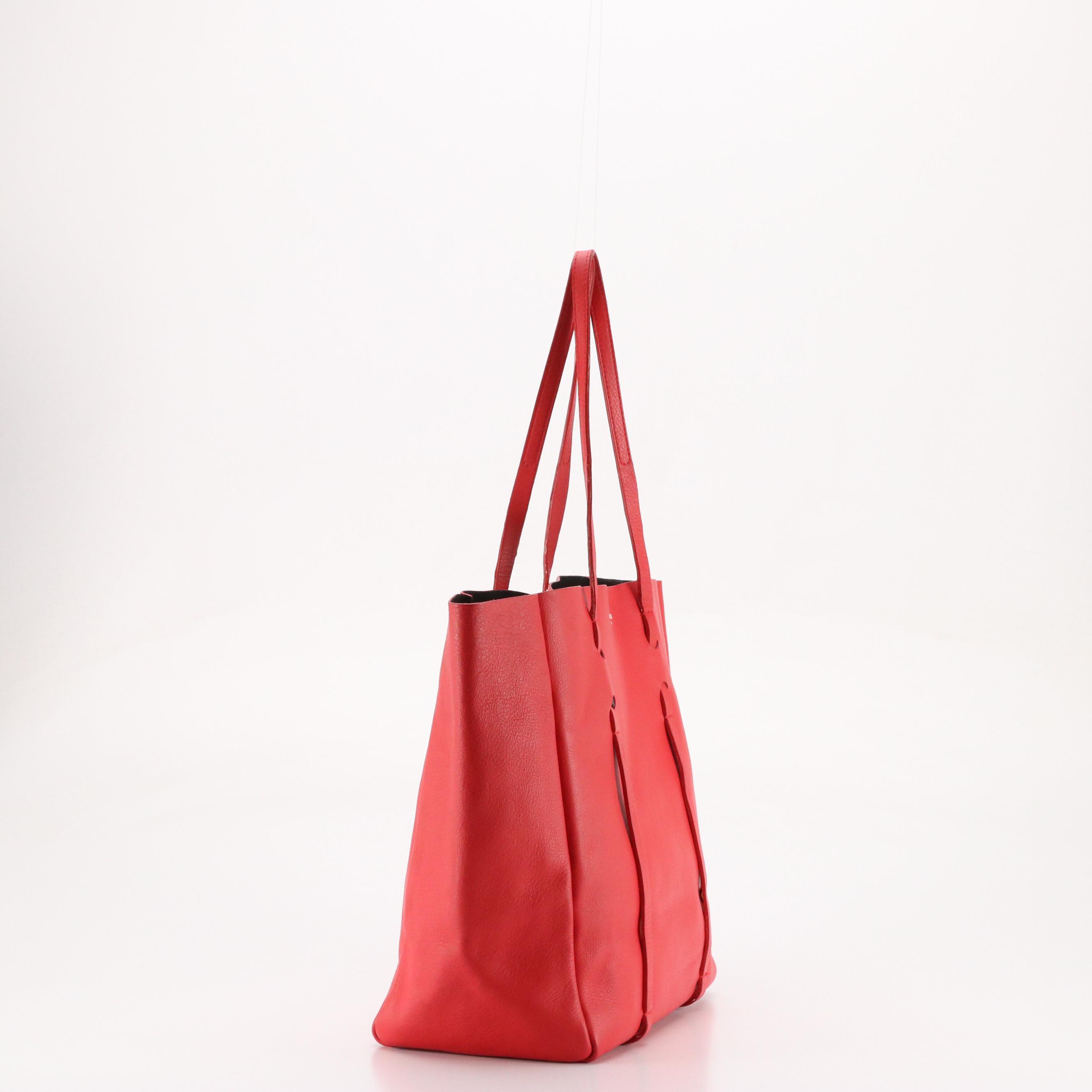 Balenciaga Everyday Tote in Red and Black Calfskin Leather with Pouch