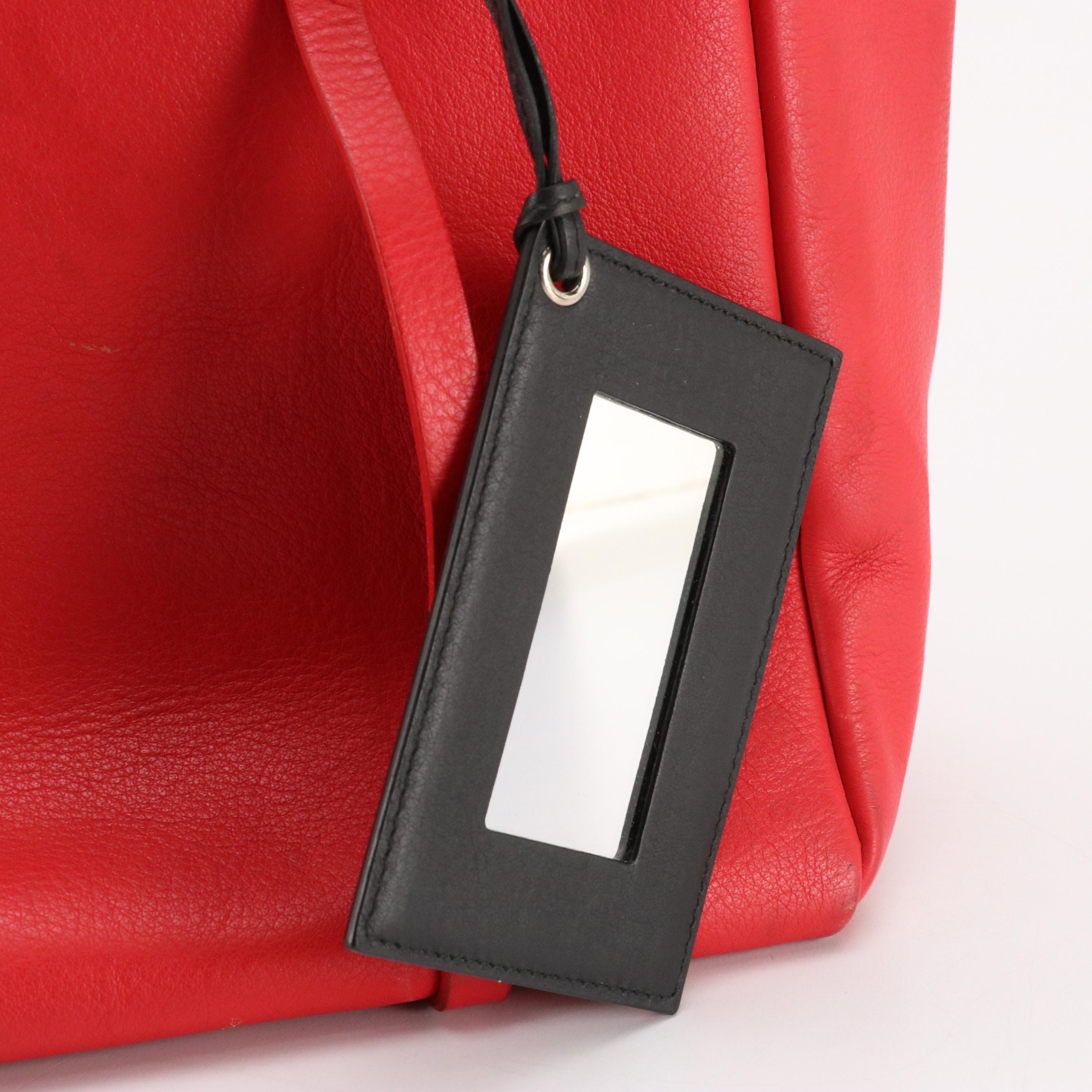 Balenciaga Everyday Tote in Red and Black Calfskin Leather with Pouch