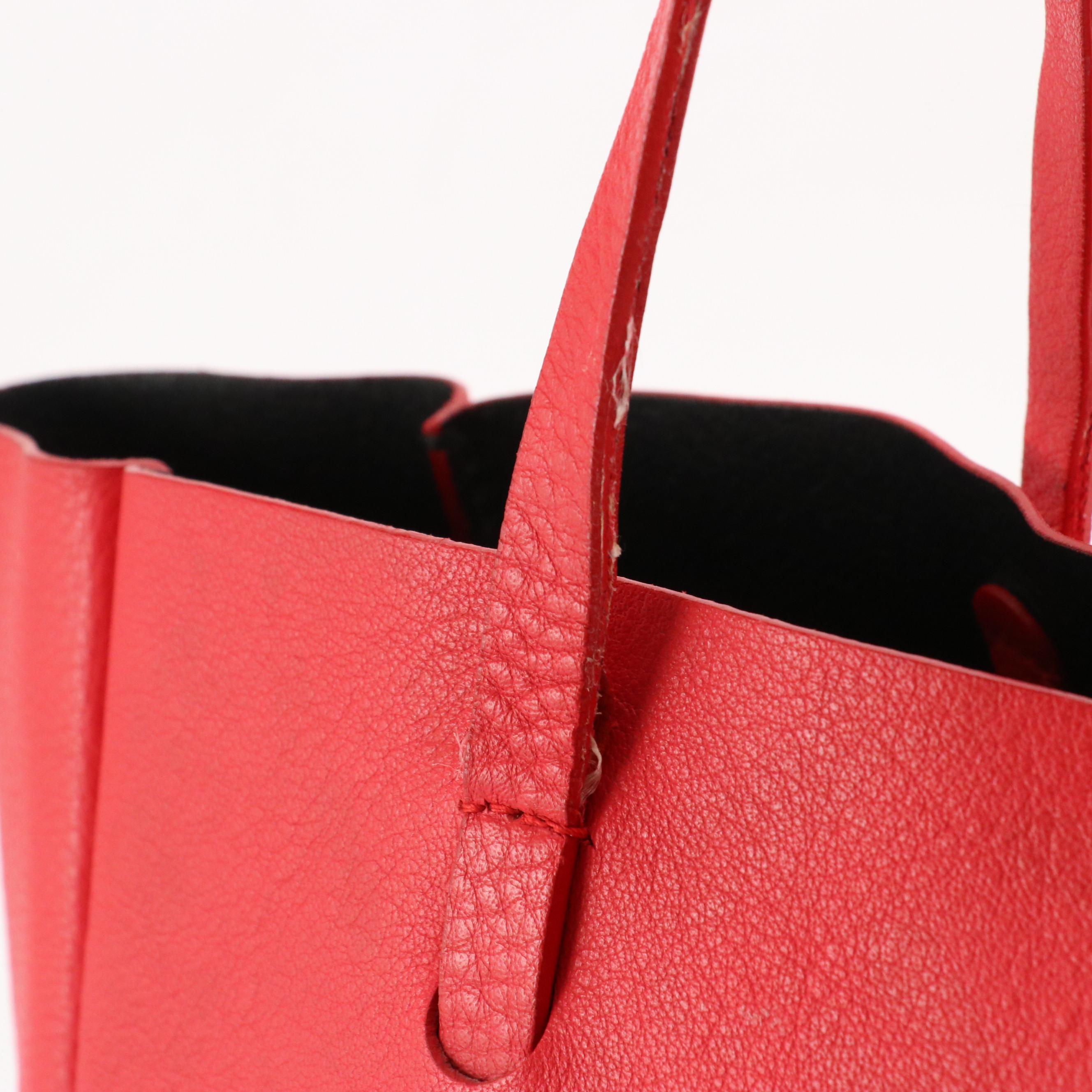 Balenciaga Everyday Tote in Red and Black Calfskin Leather with Pouch