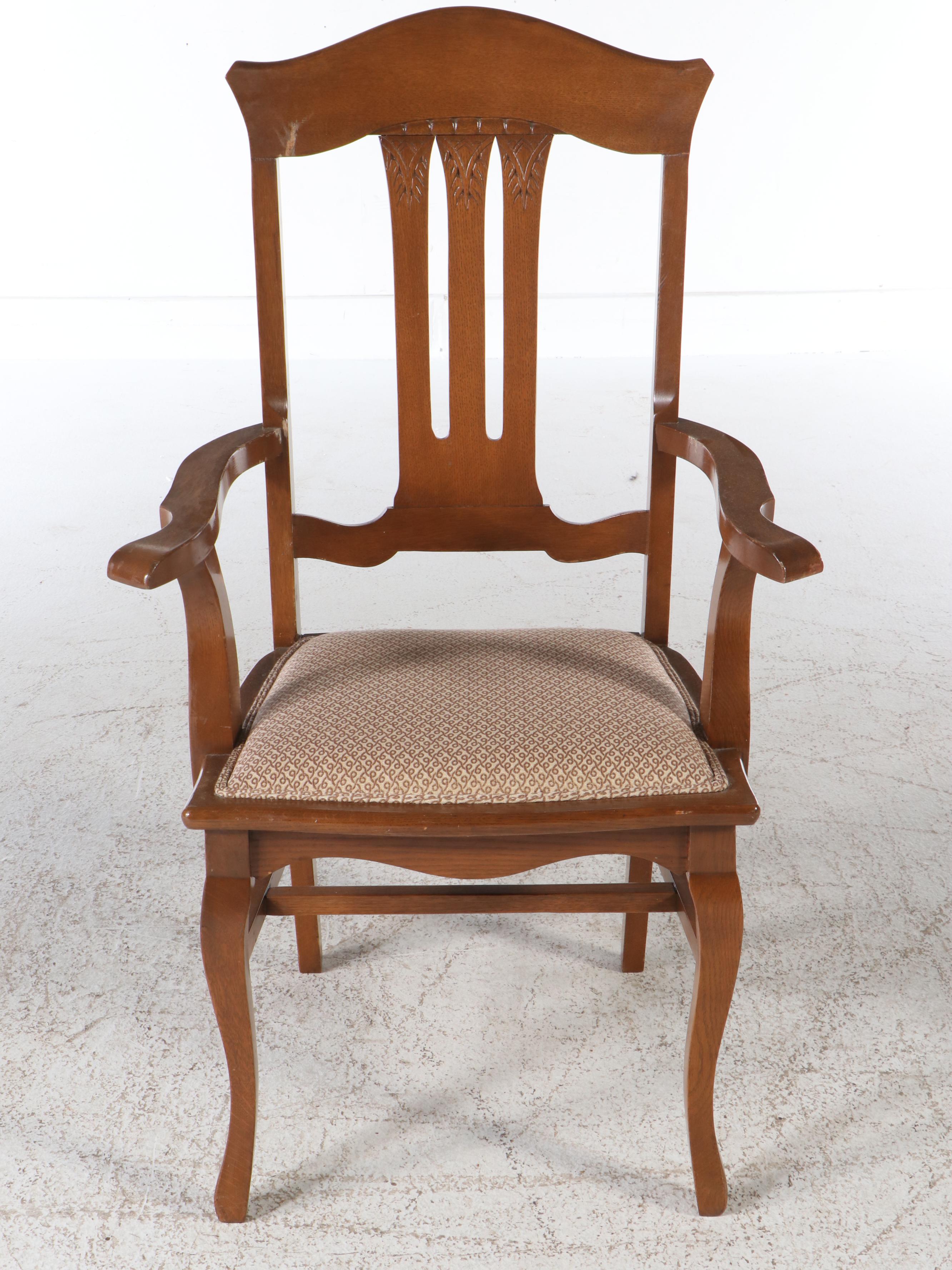 Seven-Piece Gothic Revival Style Oak Dining Set, Late 19th/Early 20th Century