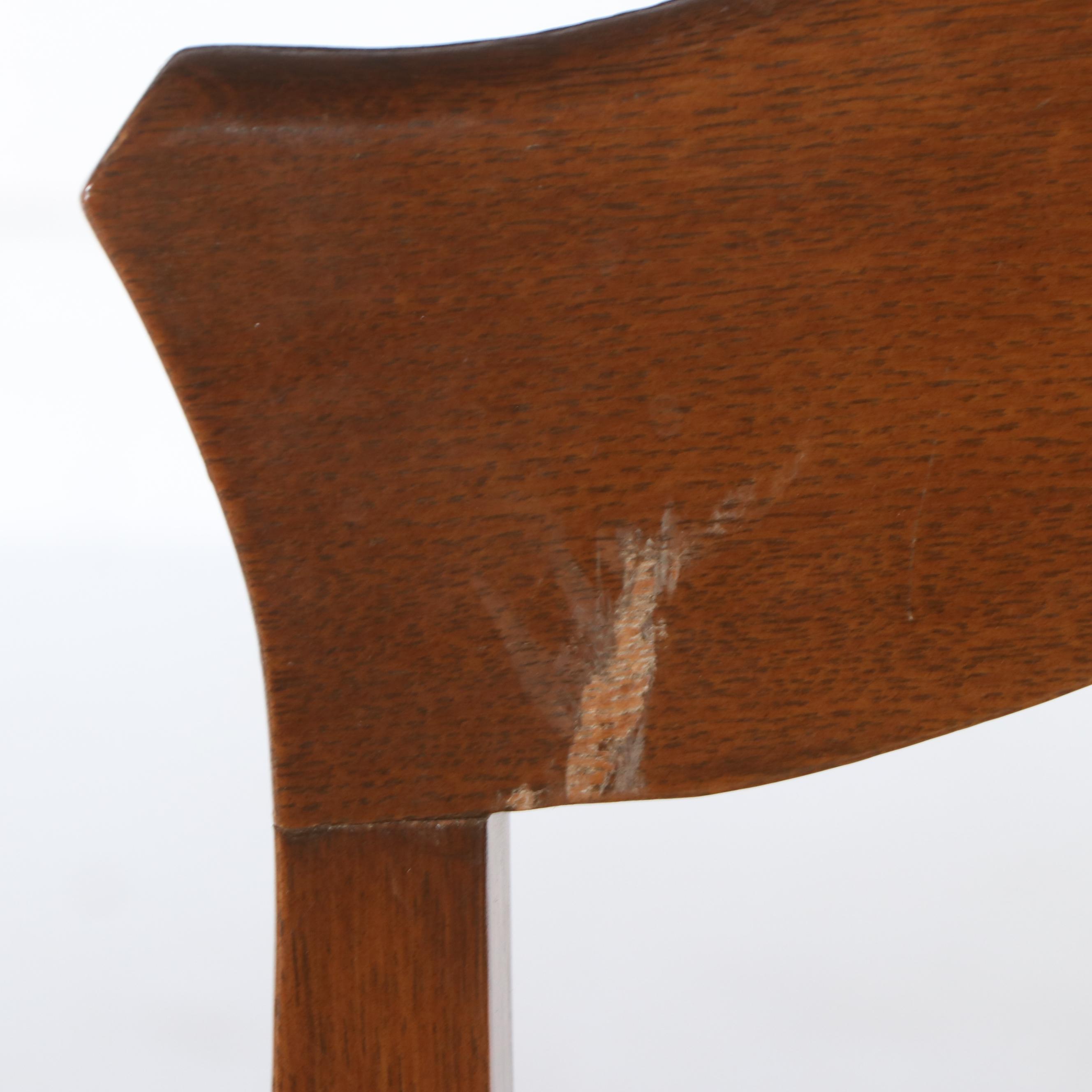 Seven-Piece Gothic Revival Style Oak Dining Set, Late 19th/Early 20th Century