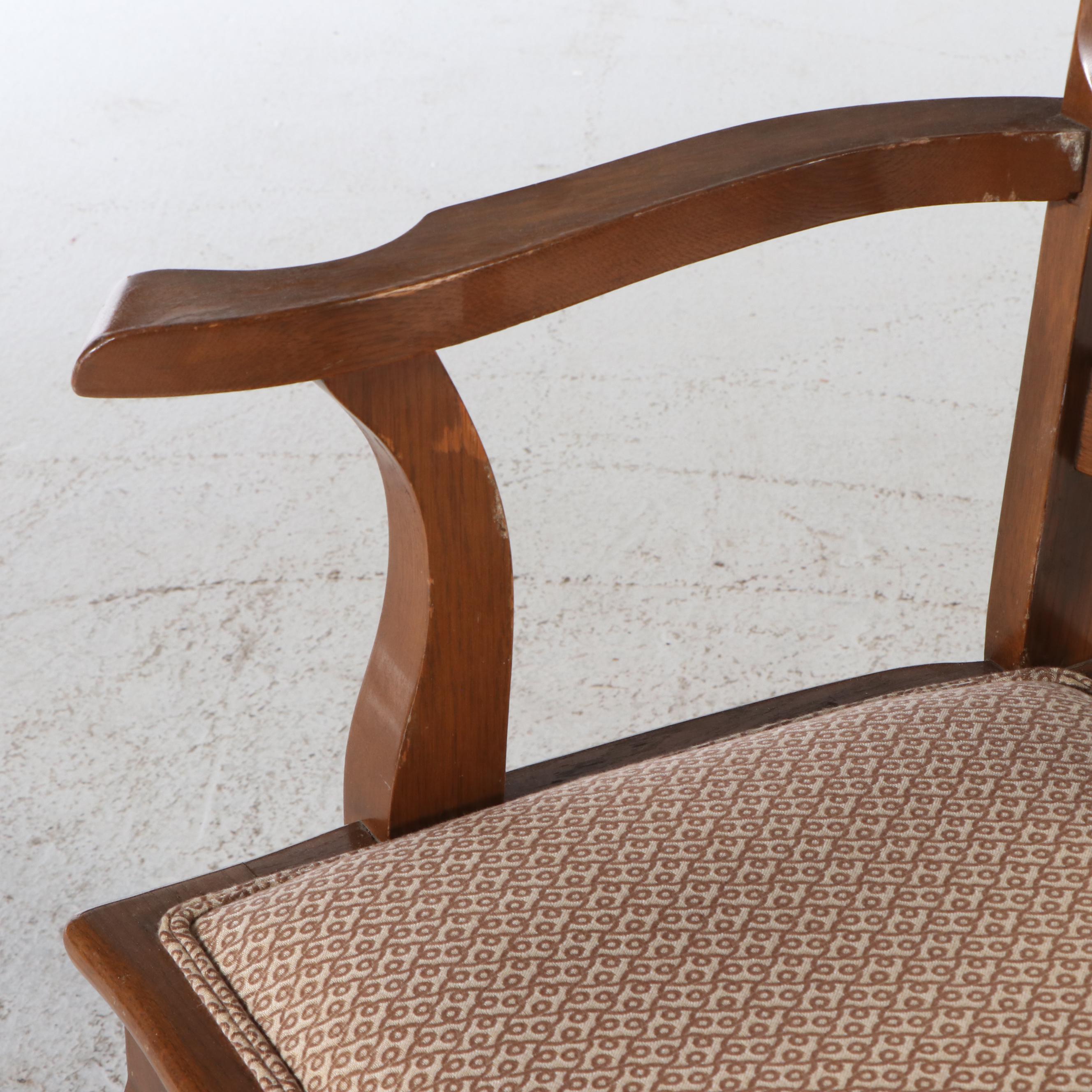 Seven-Piece Gothic Revival Style Oak Dining Set, Late 19th/Early 20th Century