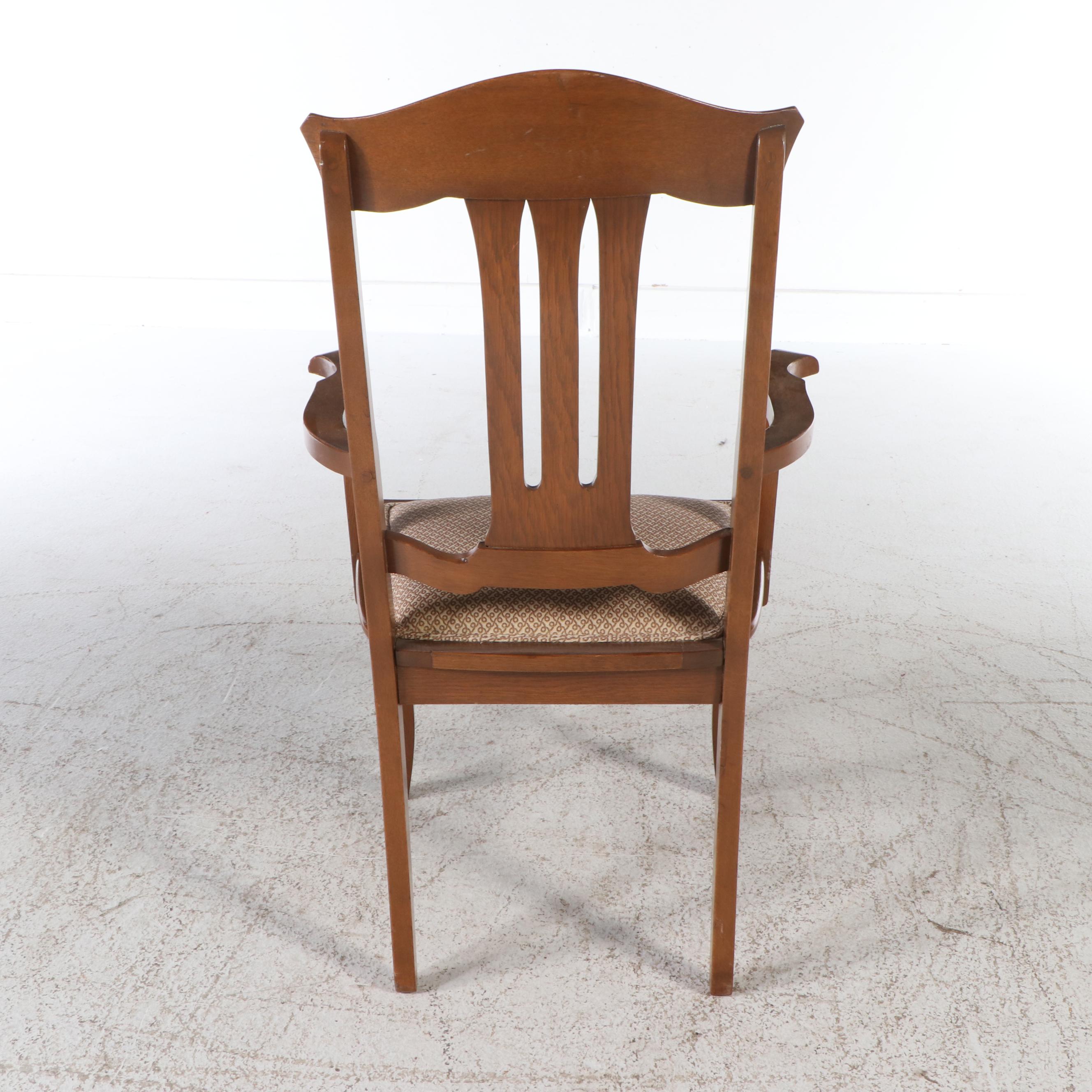 Seven-Piece Gothic Revival Style Oak Dining Set, Late 19th/Early 20th Century