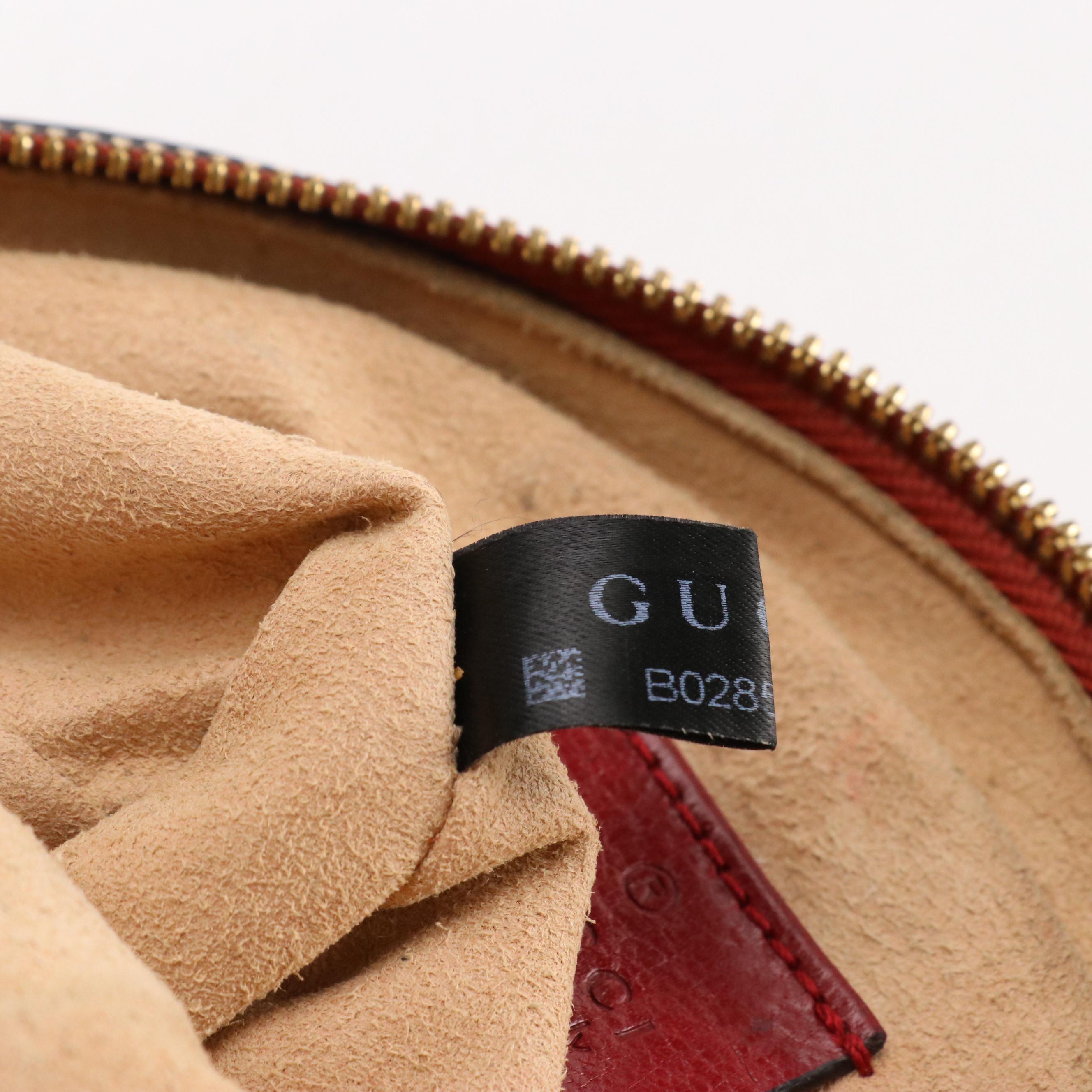 Gucci Ophidia Round Crossbody Bag in Red Leather, Navy Suede and Web Stripe