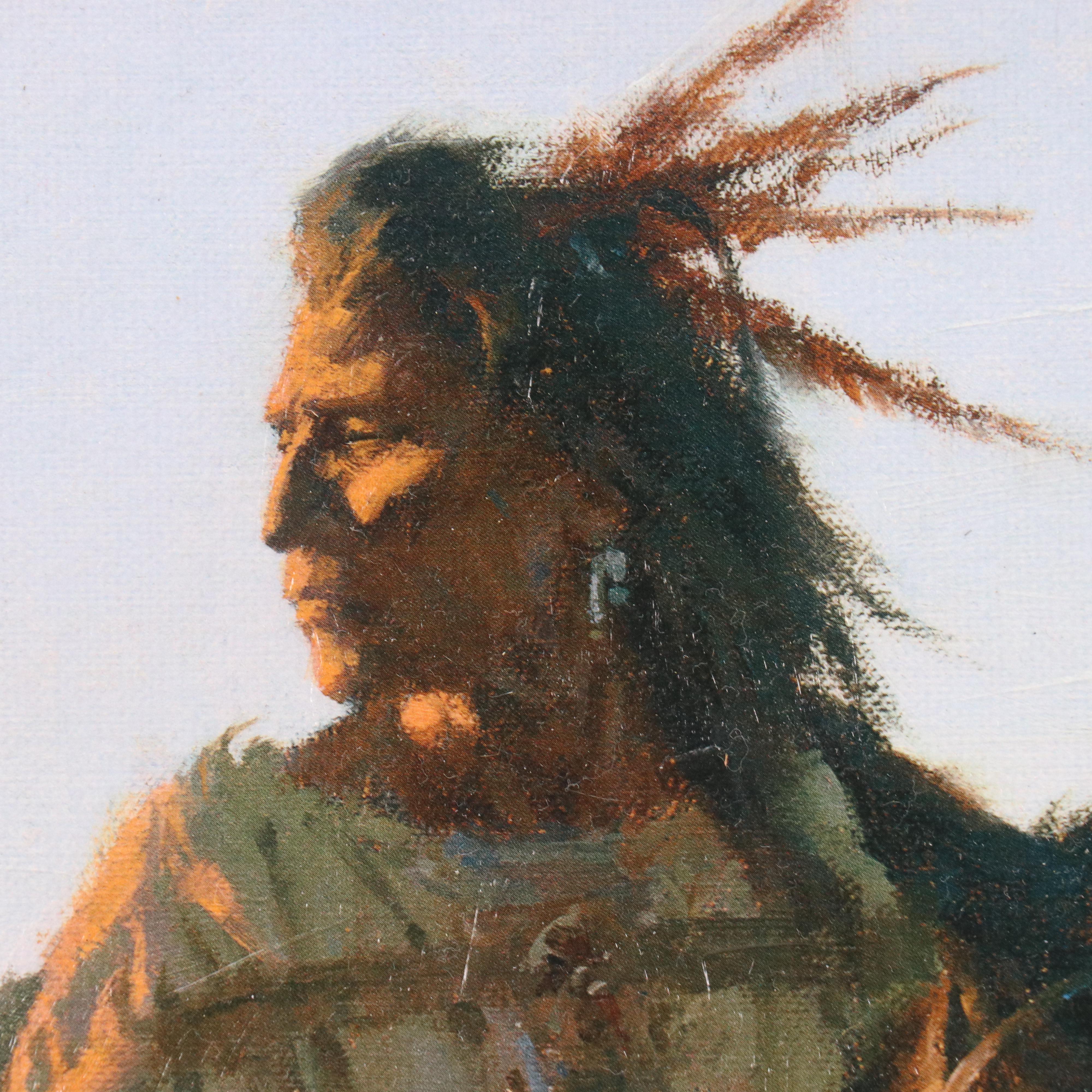 Southwest Offset Lithograph "Last Rays of Sun" After Howard Terpning