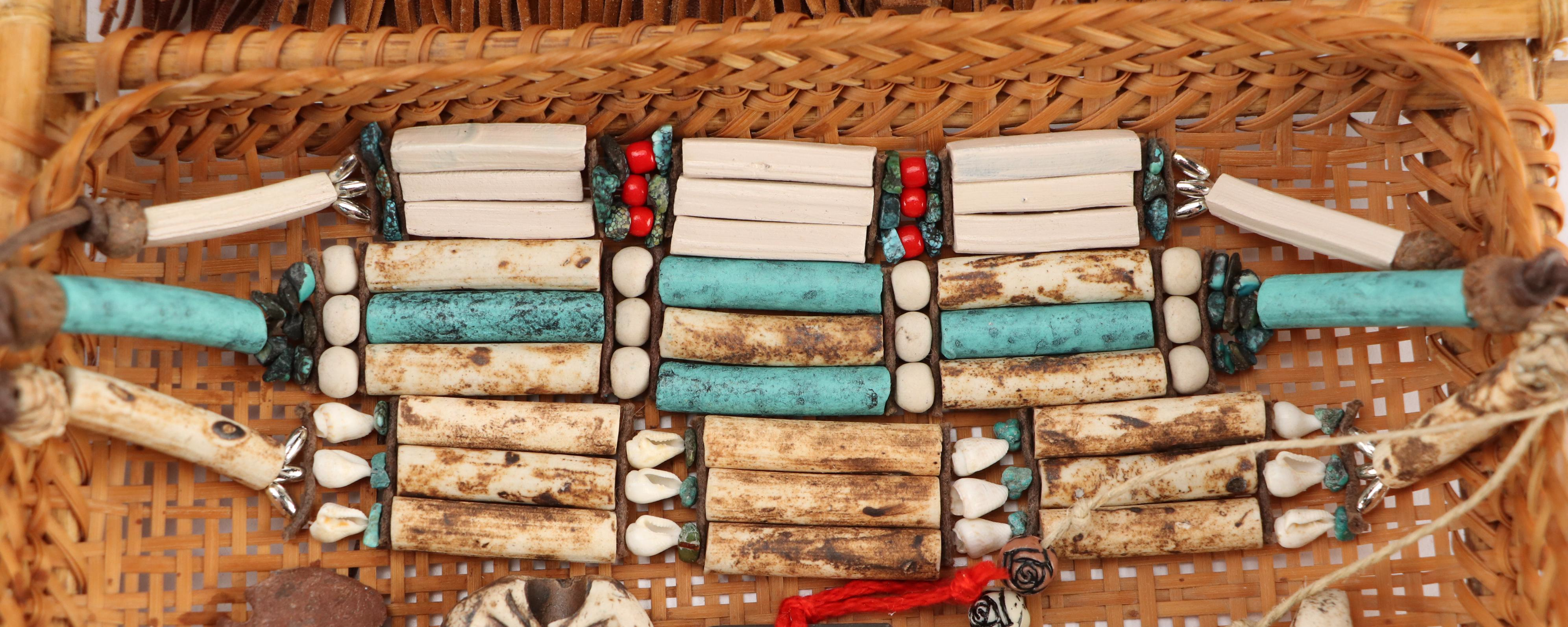 Hand-Crafted Gourd & Hide Rattles, Souvenir Buckskin Shirt, Basket, and More