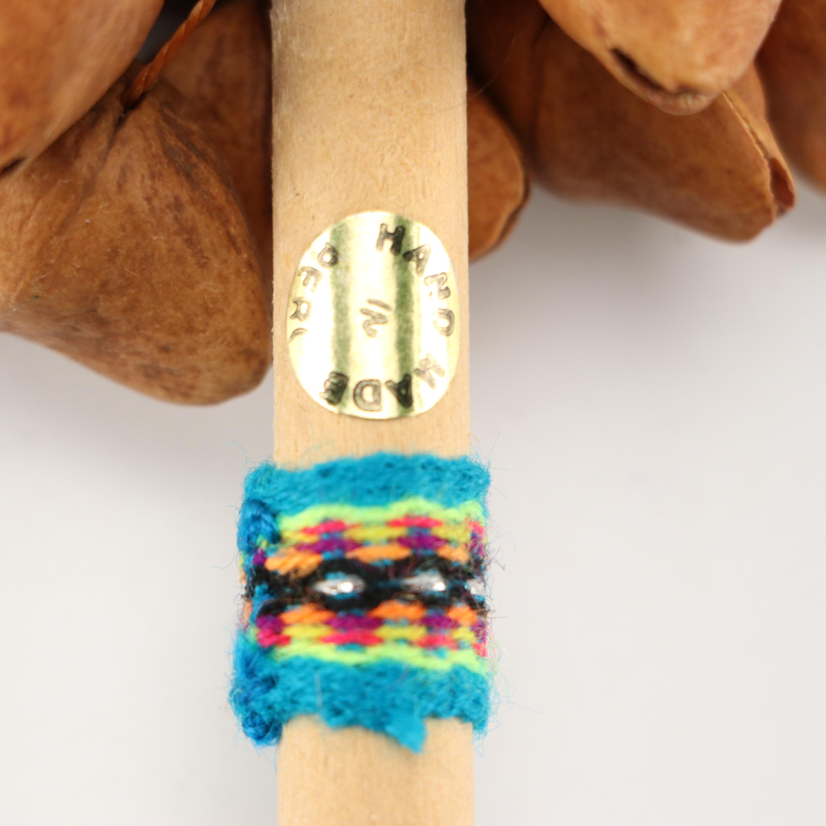 Hand-Crafted Gourd & Hide Rattles, Souvenir Buckskin Shirt, Basket, and More